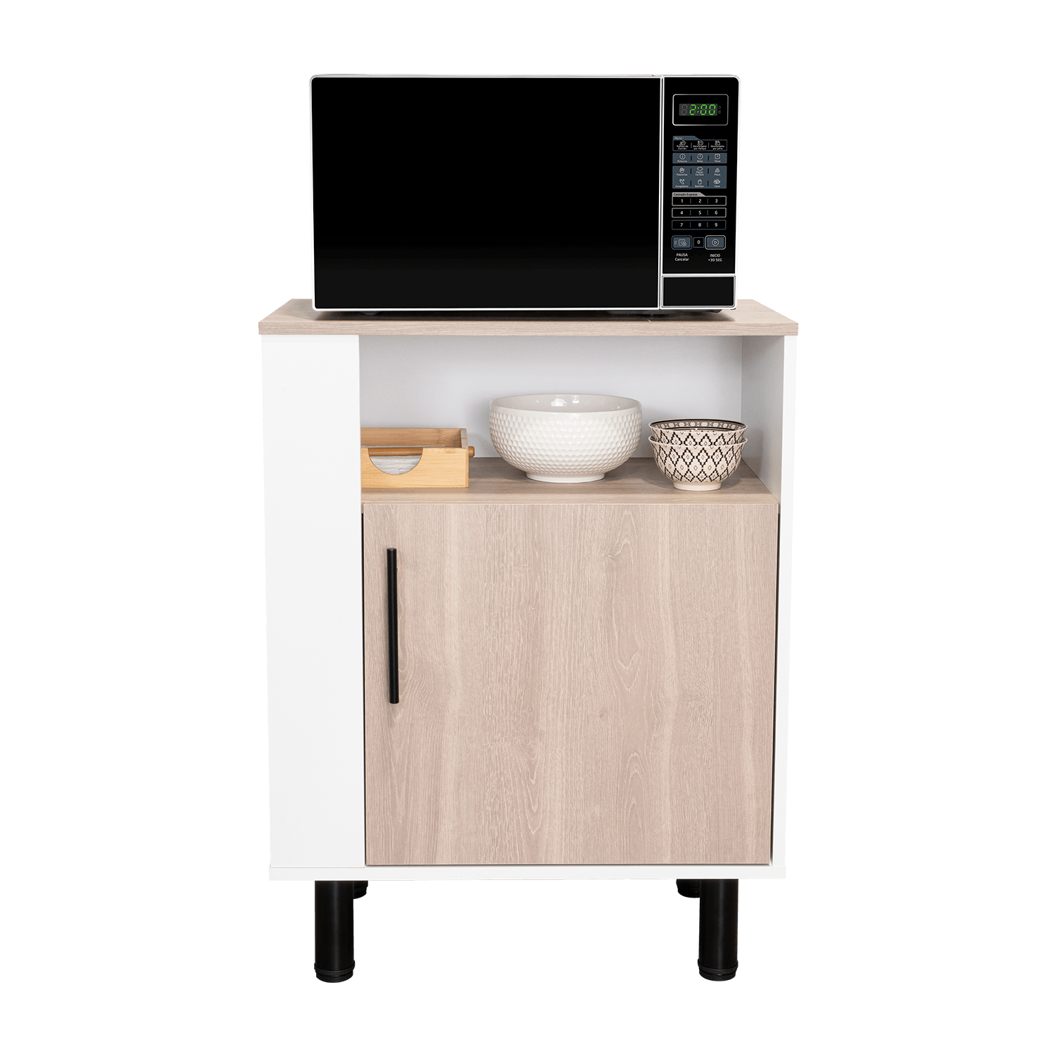 Mueble Microondas Blink 85X65,2X38,4 Rta Bardolino/Blanco Mqz+Blanco Mqz