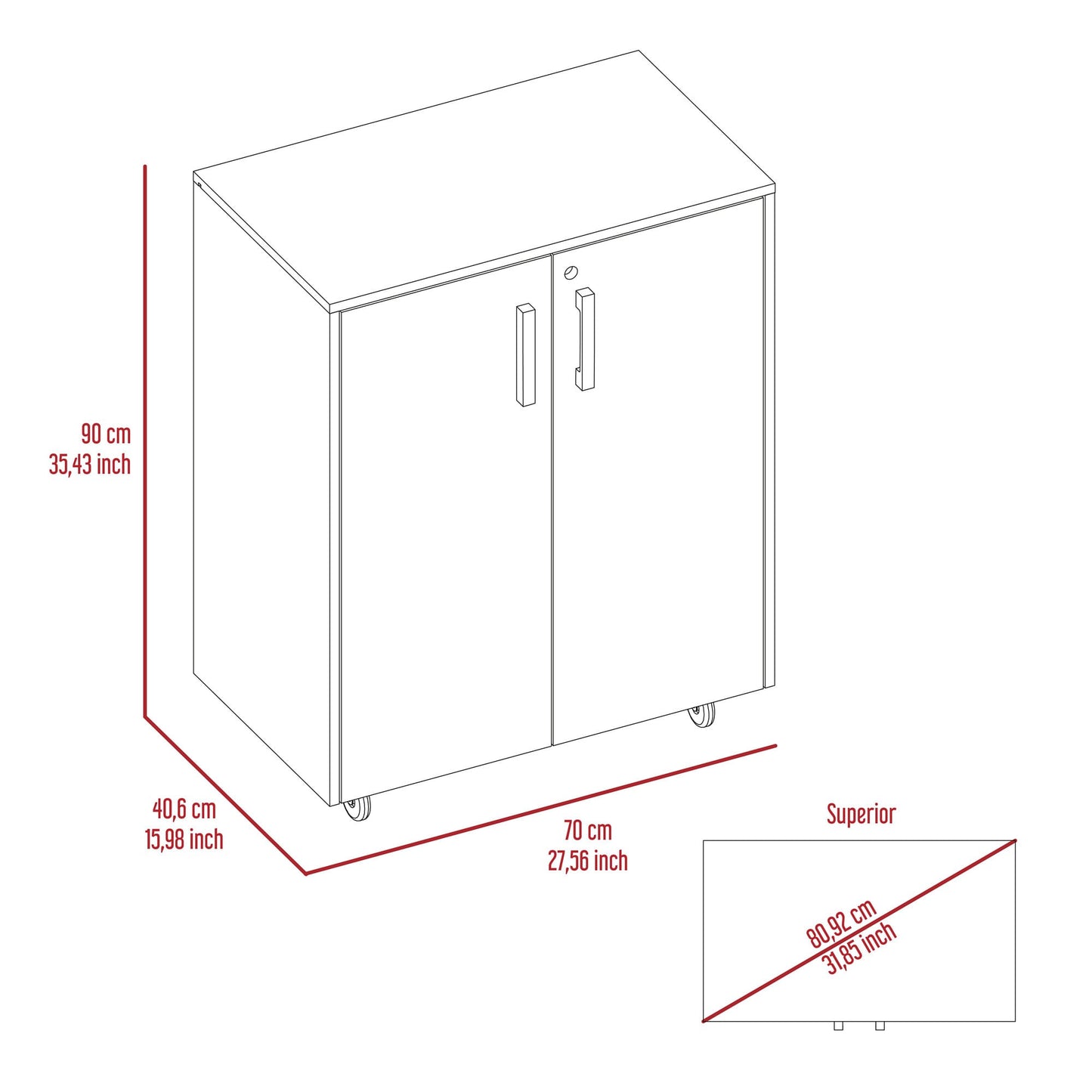 Mueble Auxiliar Bajo 90X70X46 Rta Wengue Zf