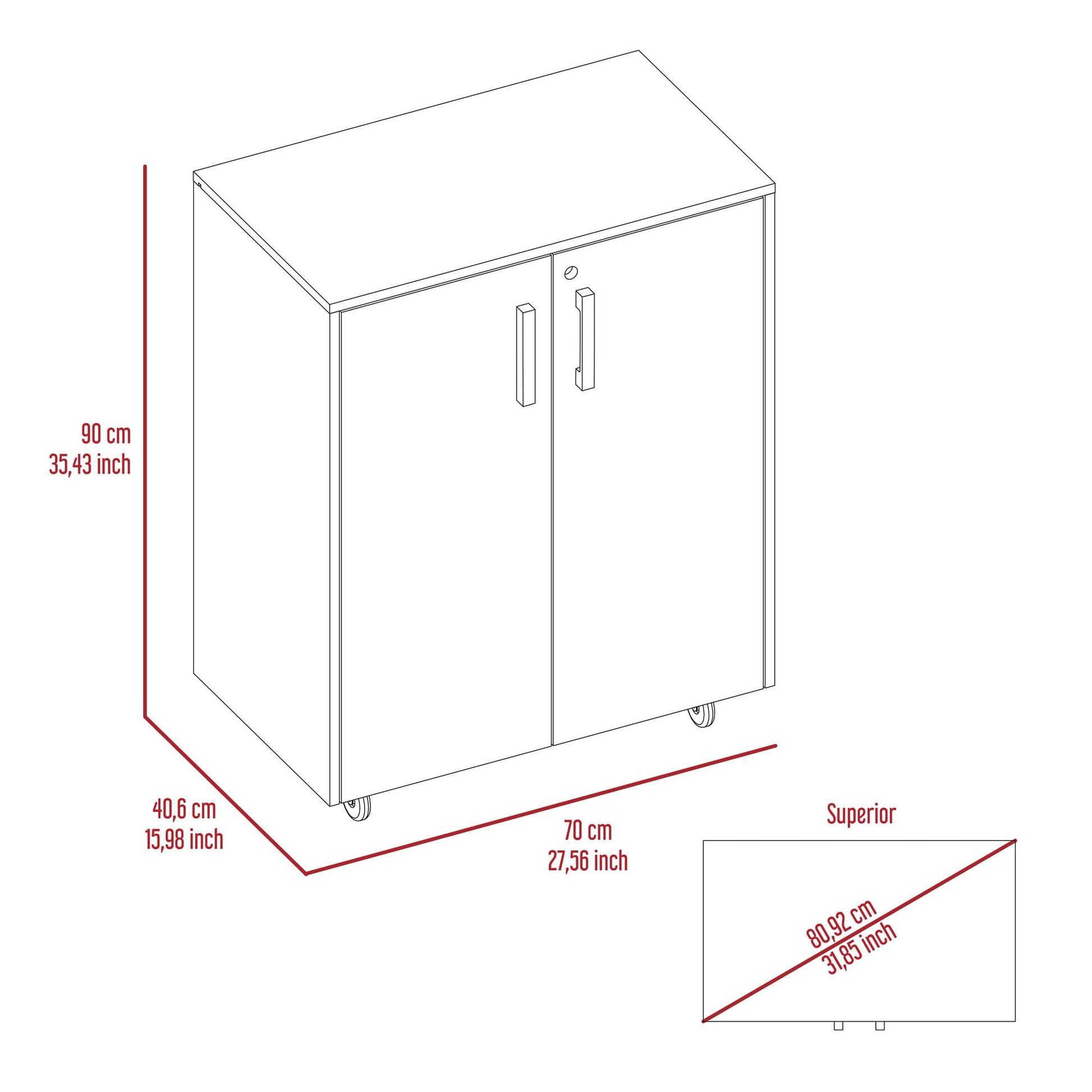 Mueble Auxiliar Bajo 90X70X46 Rta Wengue Zf