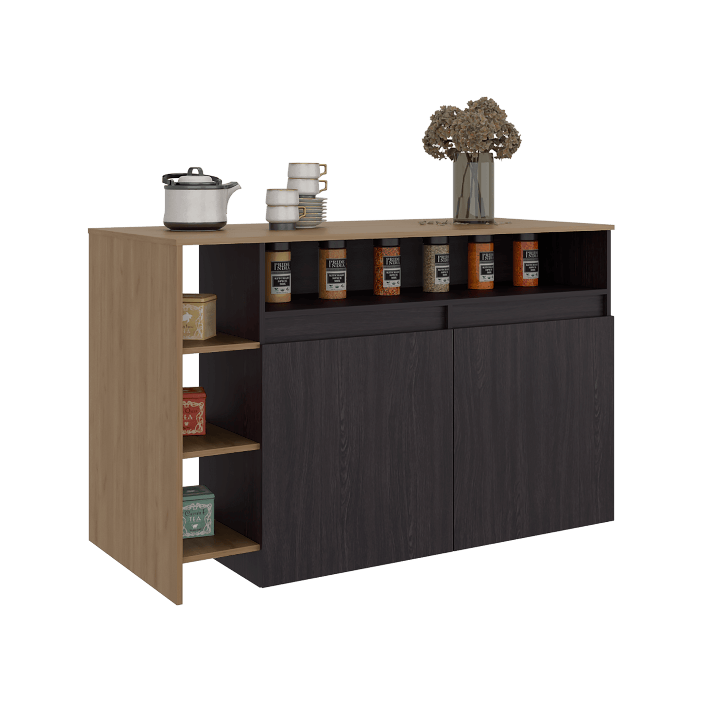 Barra De Cocina Bari 2 90X140X65 Rta Wengue Fresno Zf