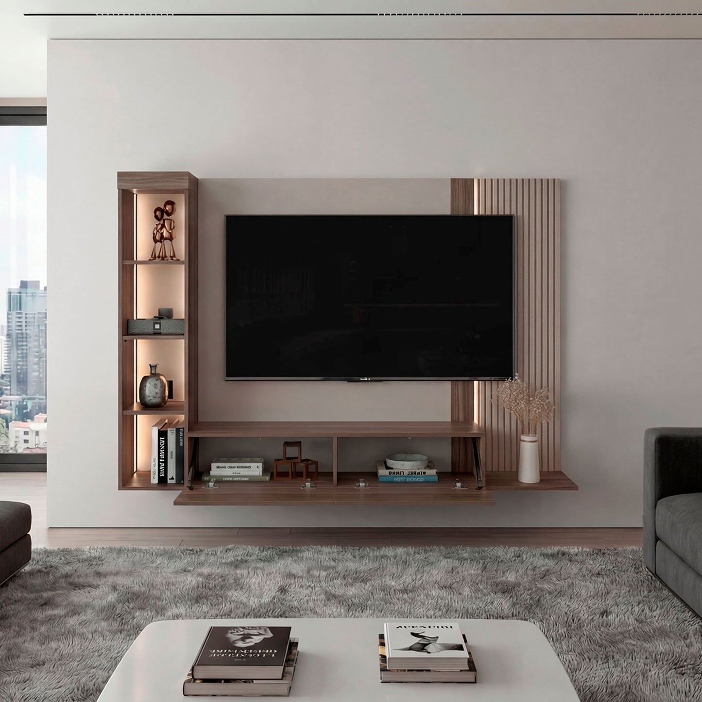 Panel Tv 65 Gamma 127X184X29 Rta Capri Avellana