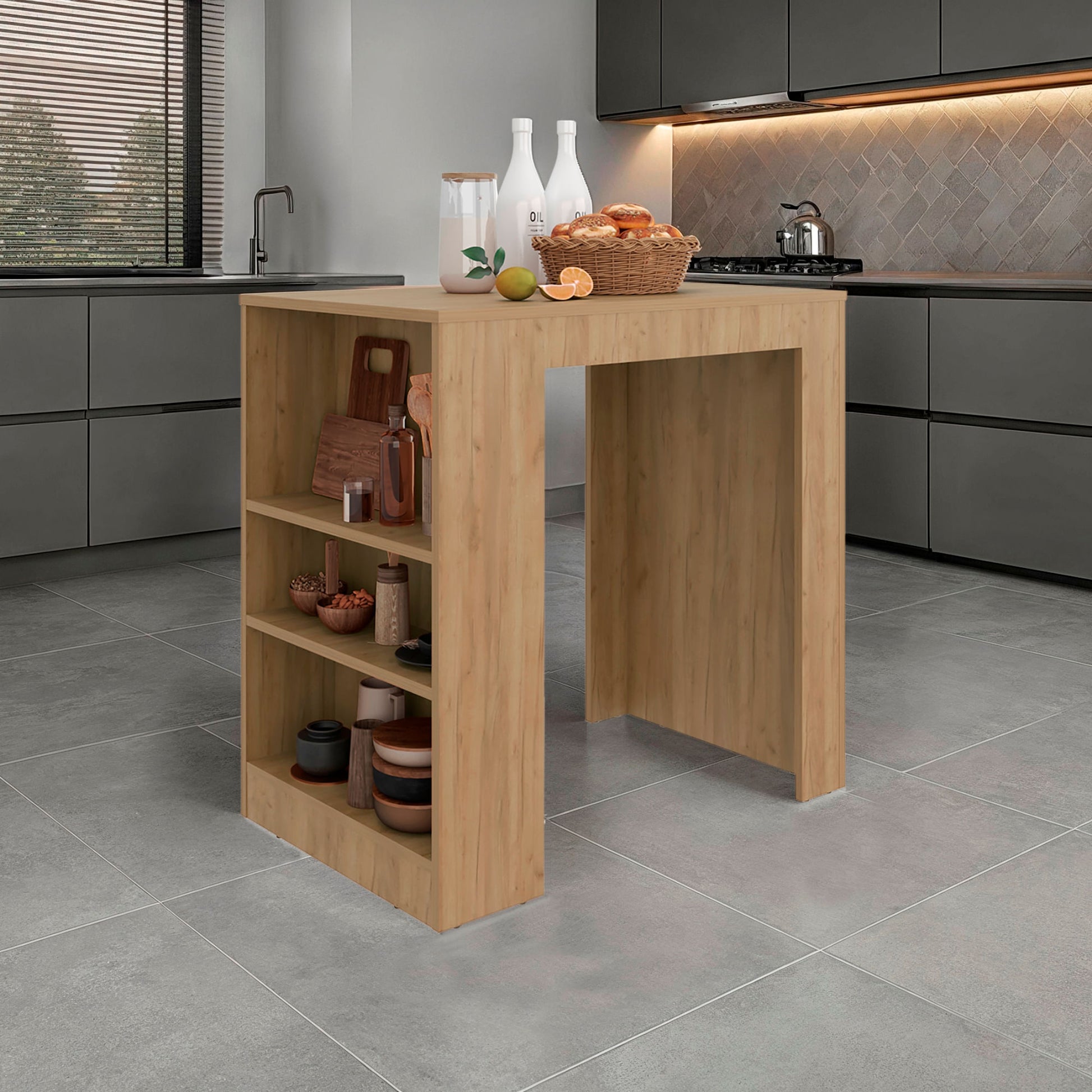 Isla De Cocina Portree 91X92X59 Rta Kronos Fresno Zf