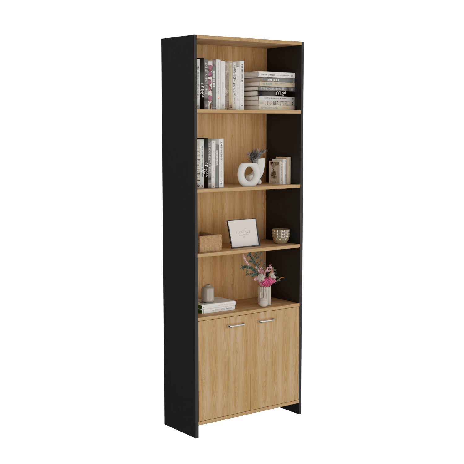 Biblioteca Lisa 180 Con Puertas 180 X63X26 Rta Fresno Wengue