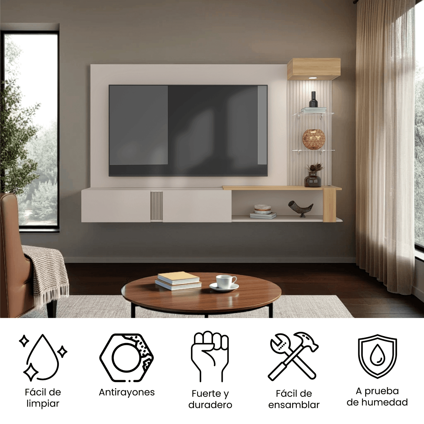 Panel De Tv Isolde 132X208X734 Rta Capri Fresno