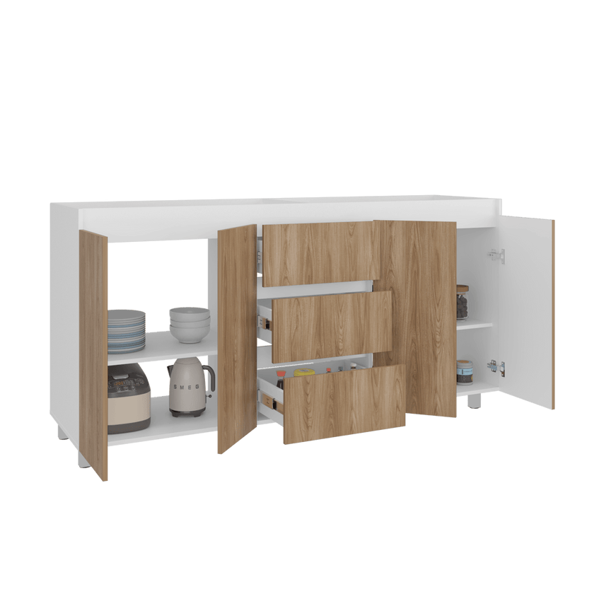 Mueble Inferior Cocina 180 Boreal 89X179X49 Rta Blanco Mqz Fresno Eu