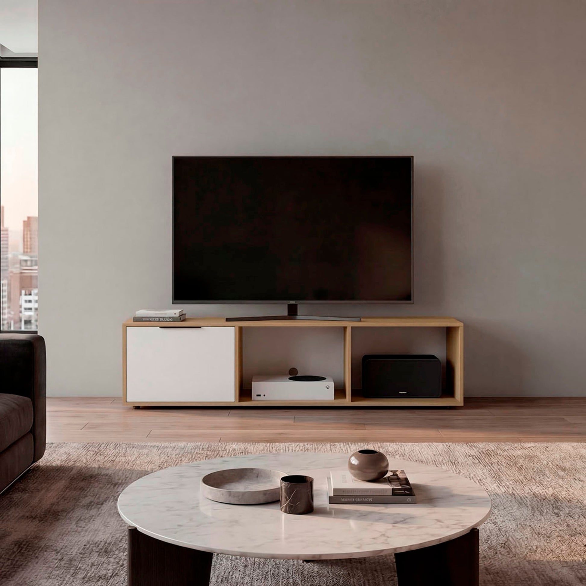 Rack De Tv 65" Dorne 41X162X35 Rta Fresno Blanco Zf