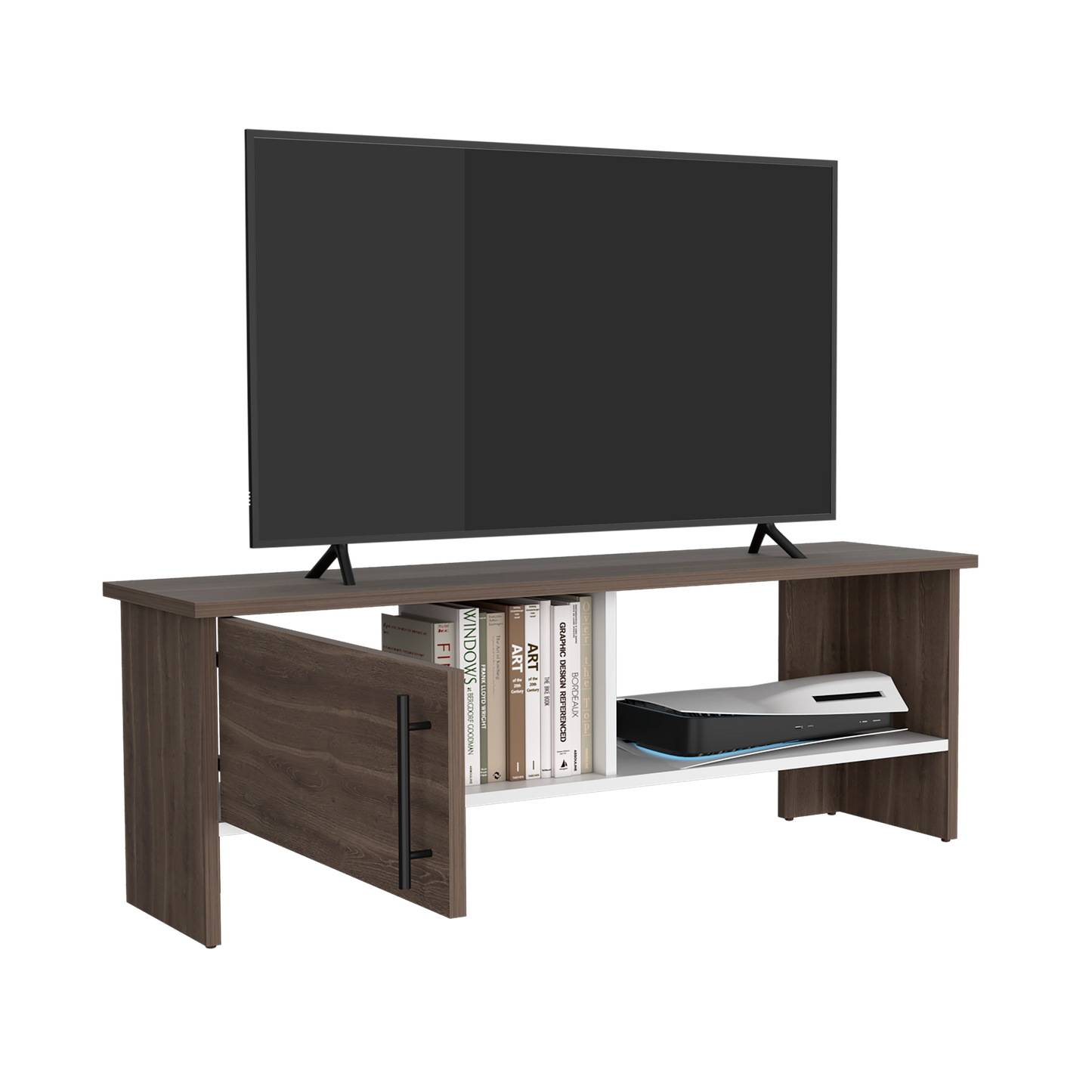 Mesa Tv Navia Con Puerta 42,1X120,3X31,1 Rta Milan + Blanco Mqz Zf