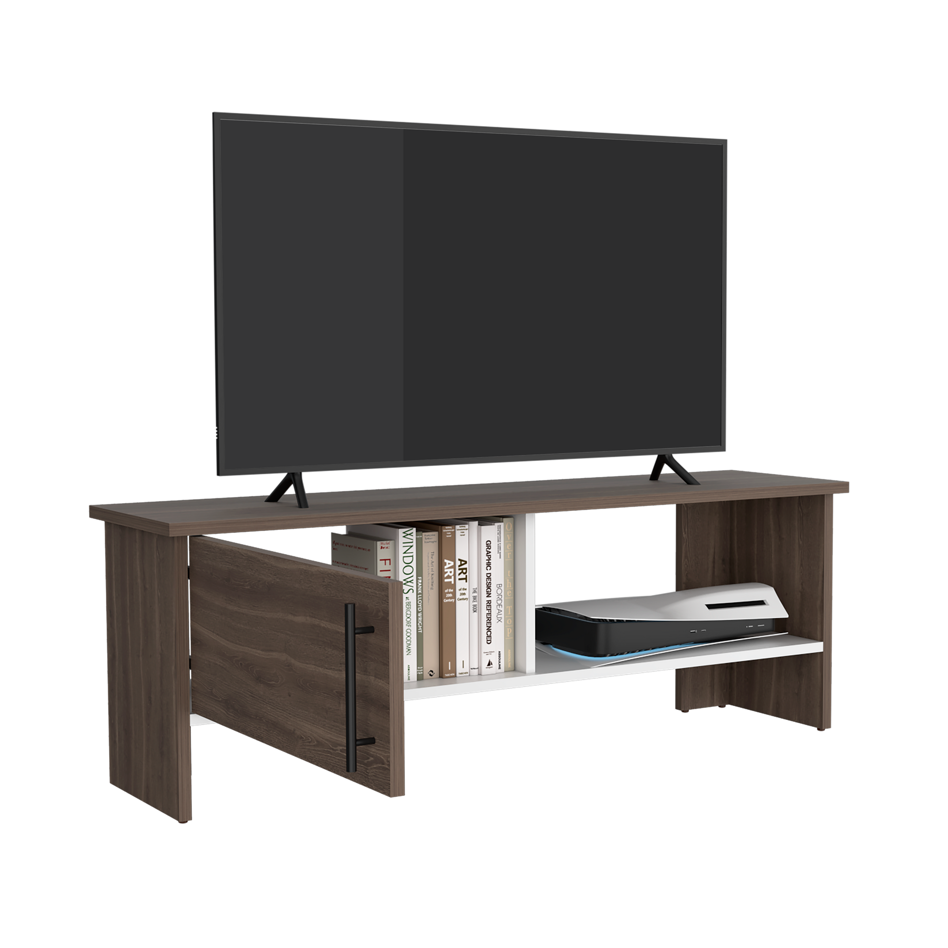 Mesa Tv Navia Con Puerta 42,1X120,3X31,1 Rta Milan + Blanco Mqz Zf