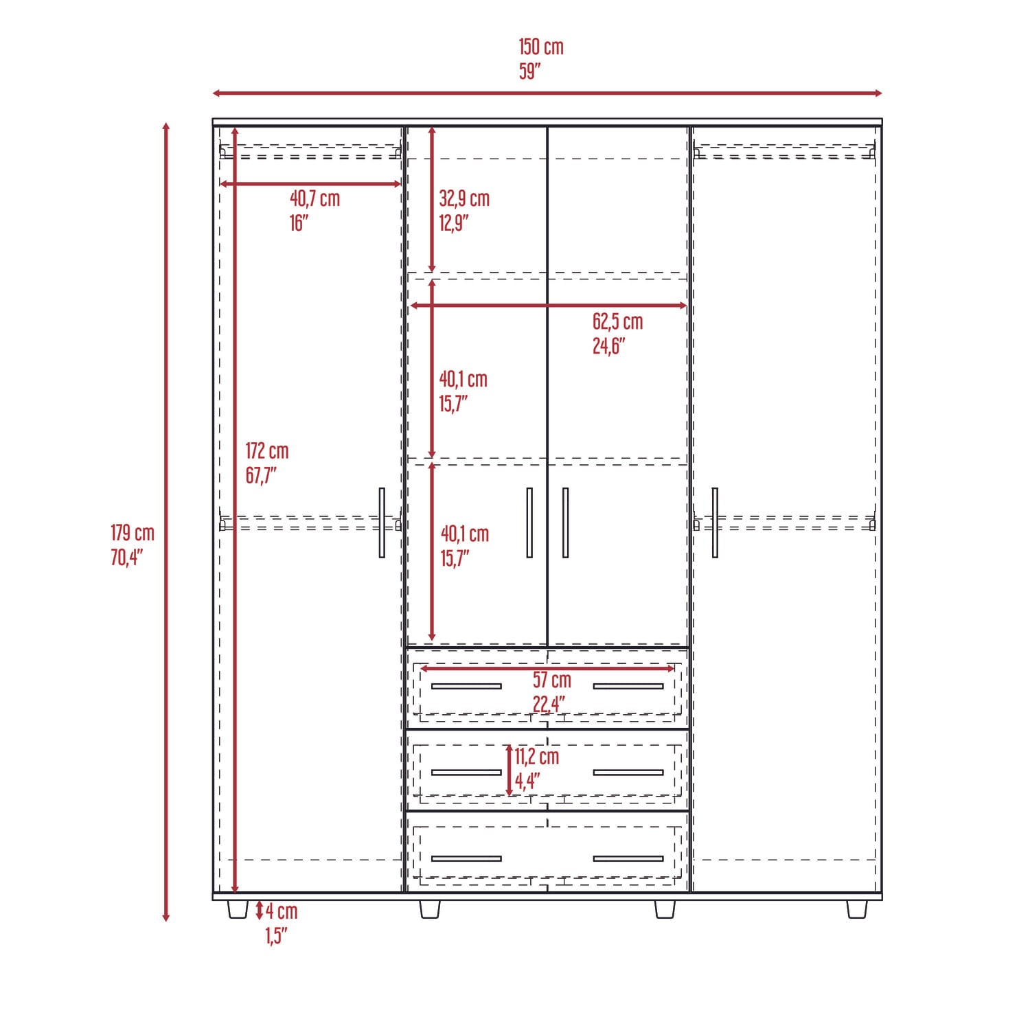 Closet Fontan 179X150X49 Rta Fresno Blanco