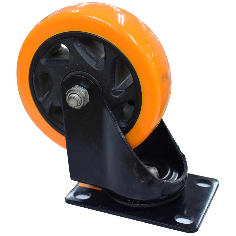 Rodachines 4 Plano Naranja Pesa Giratorio 100Mm 120Kg Individual Rpnf100Ht30087