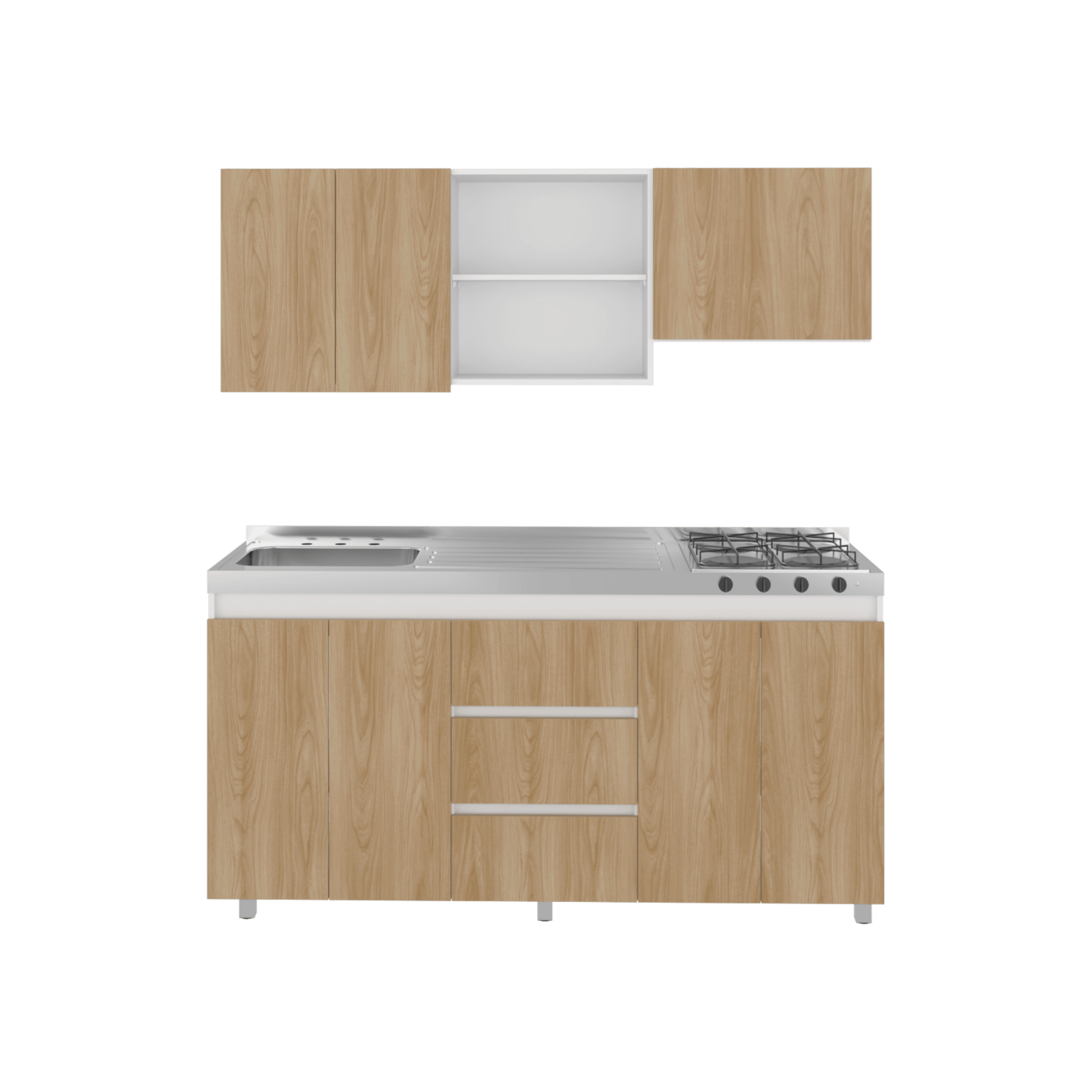 Cocina Boreal Izquierda 210X180X50 Rta Blanco Fresno