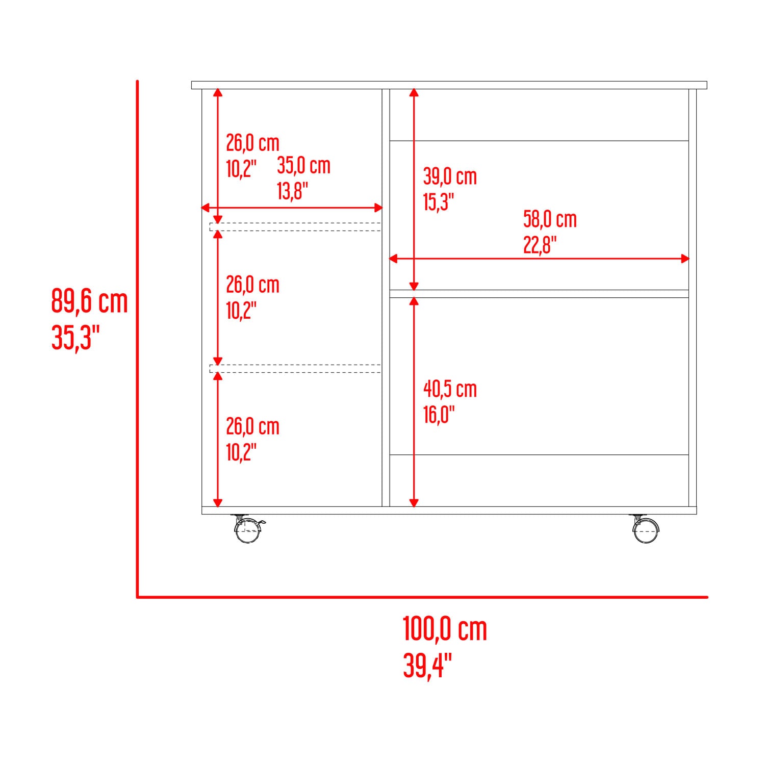 Meson De Cocina Nigella 89X100X40 Rta Blanco Nogal Zf