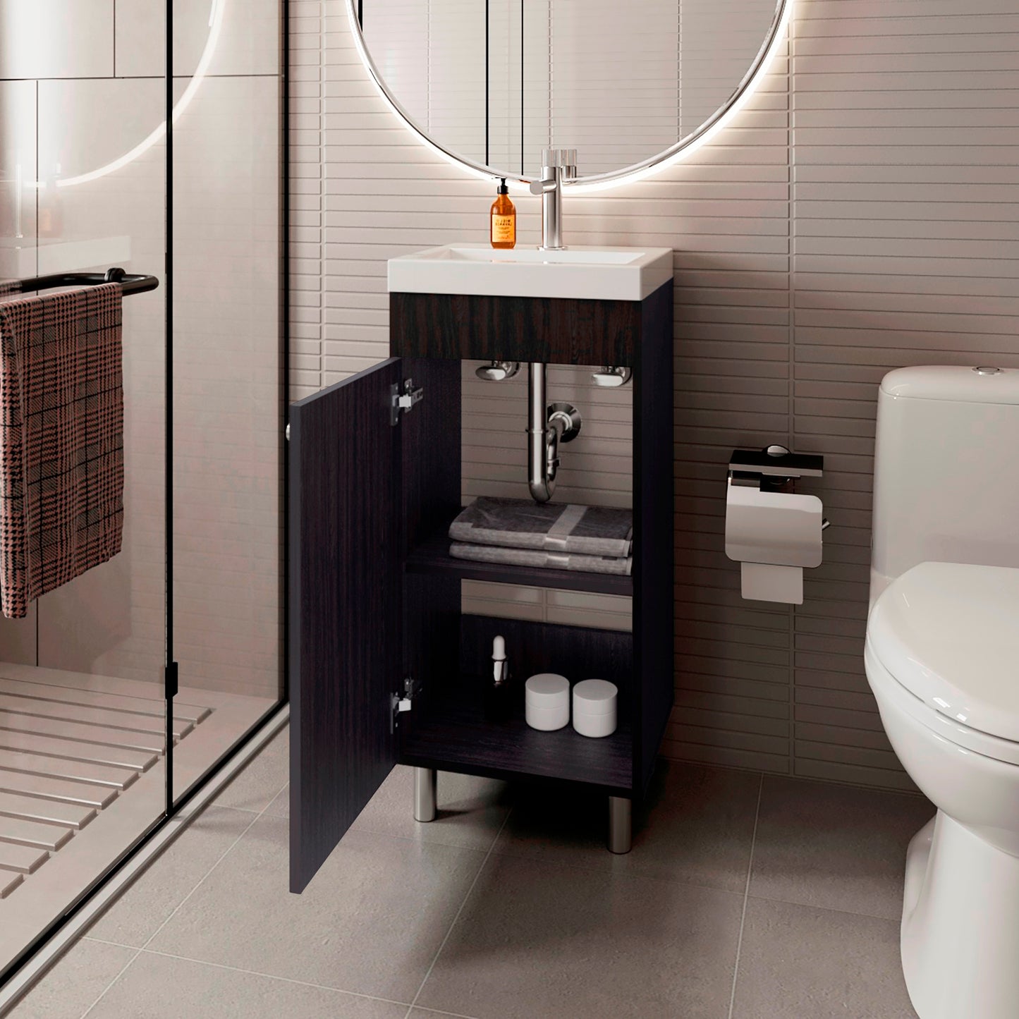 Mueble De Baño Rivera  84X40X32 Rta Wengue Zf