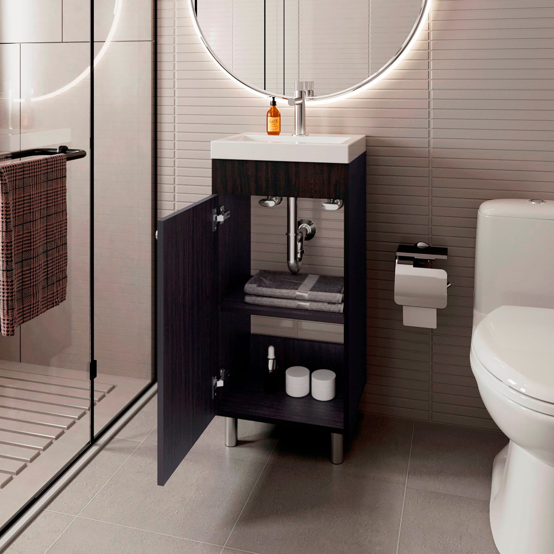 Mueble De Baño Rivera  84X40X32 Rta Wengue Zf