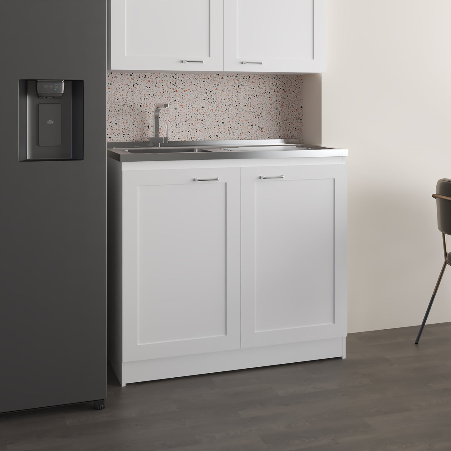 Mueble Inferior De Cocina Zurich 88X98X52 Rta Blanco Mqz Zf