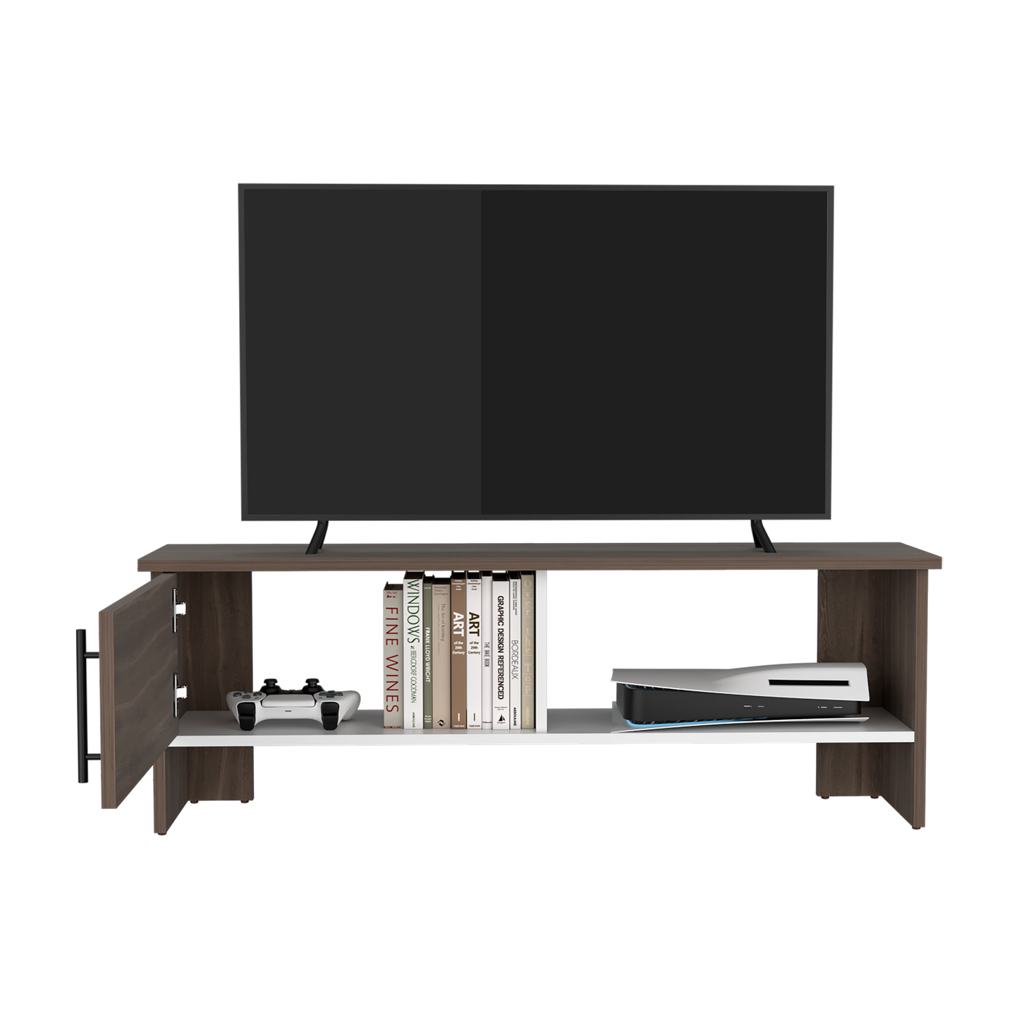 Mesa Tv Navia Con Puerta 42,1X120,3X31,1 Rta Milan + Blanco Mqz Zf