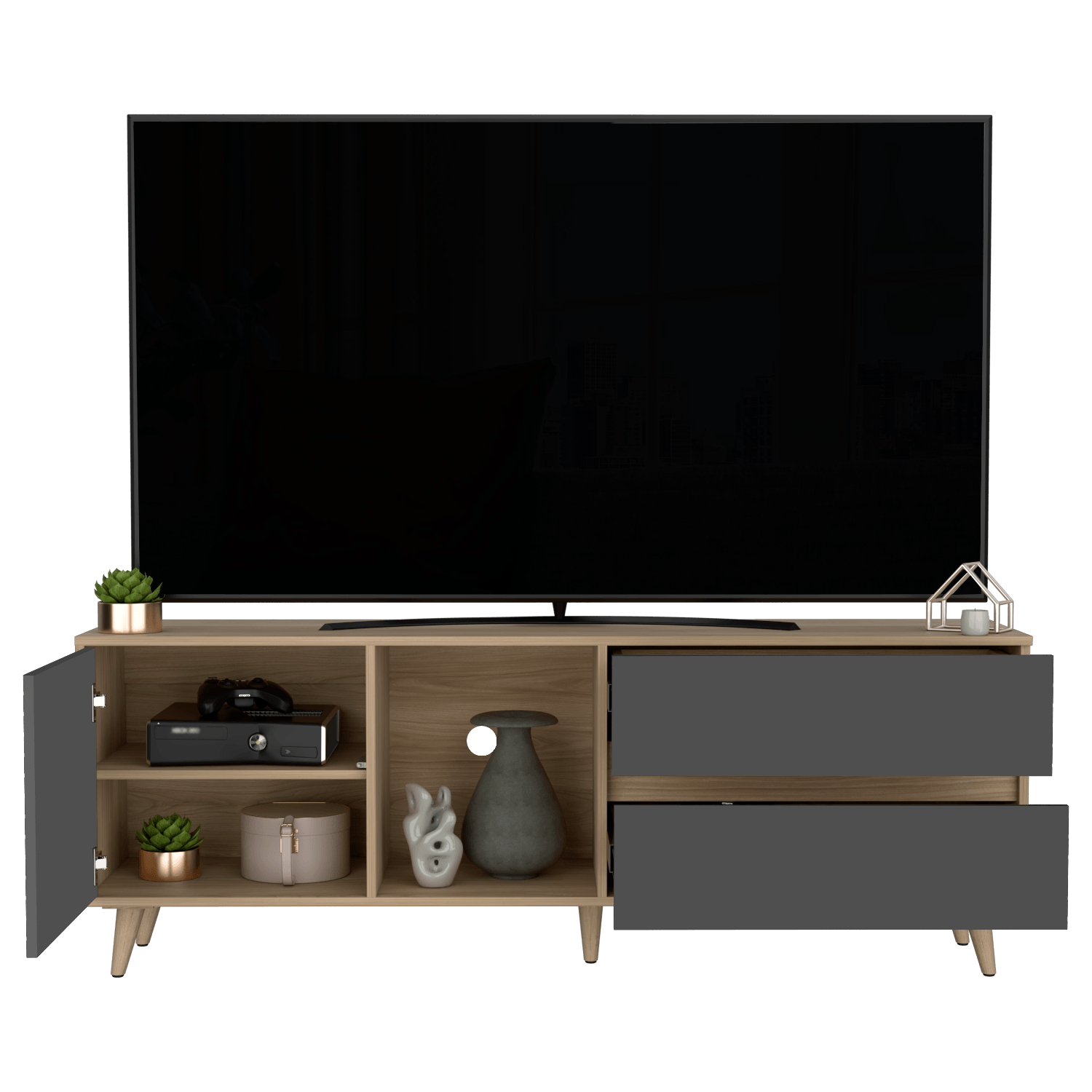 Rack Para Tv Salem 58X158X38 Rta Fresno Plomo