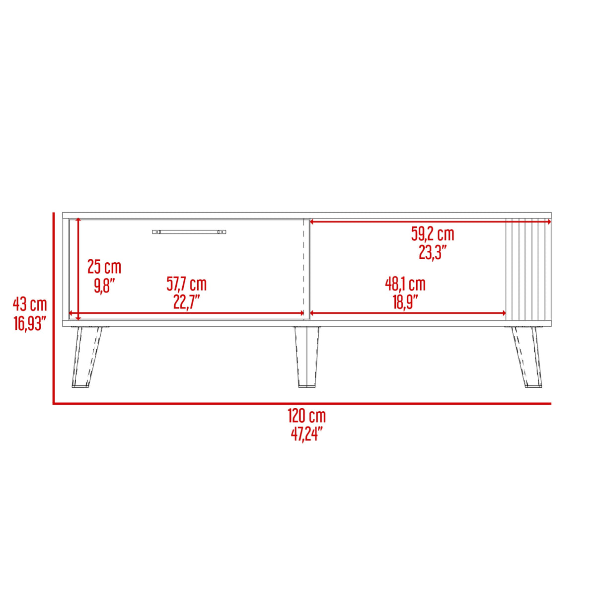 Mesa De Centro Vance 43X120X60 Rta Fresno Eu Capri