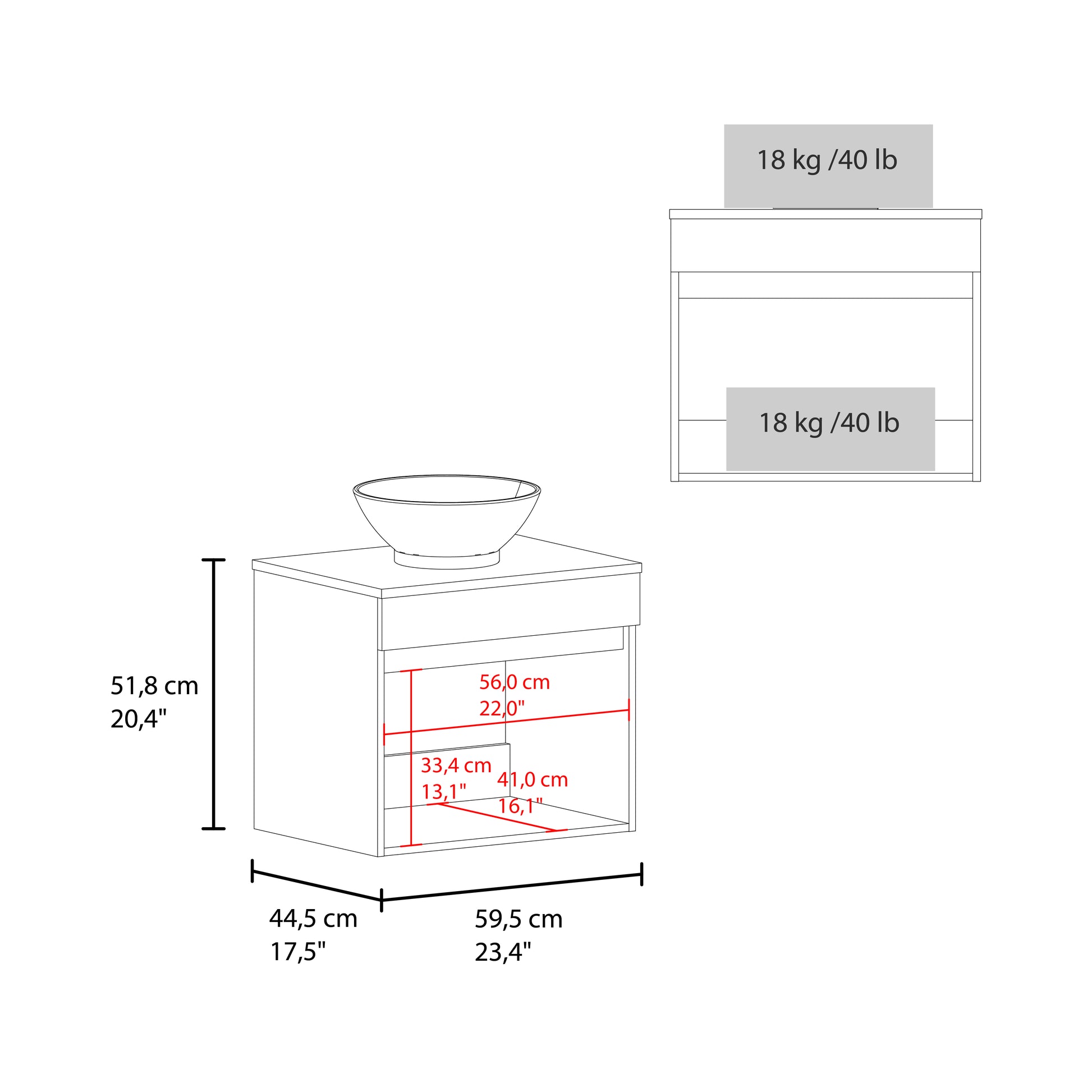 Mueble De Baño Aereo Manchester 51X59X44 Rta Blanco Mqz Zf