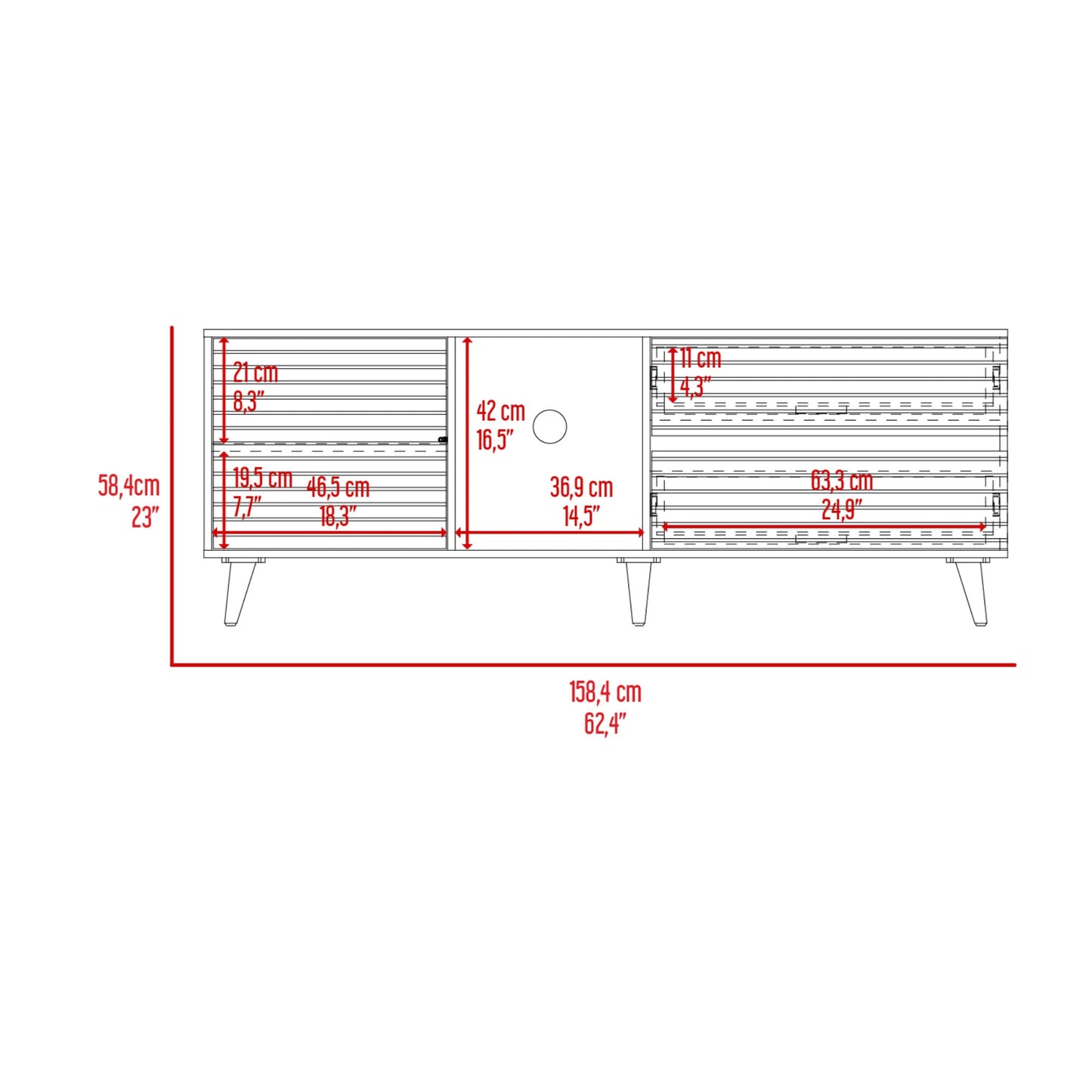 Rack Tv Salem 58X158X38 Rta Fresno Eu Wengue