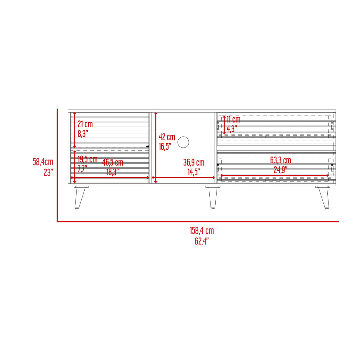 Rack Tv Salem 58X158X38 Rta Fresno Eu Wengue