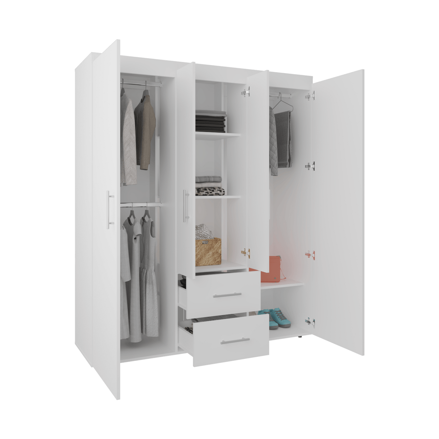 Closet Bariloche Eco 150 177.9X150.3X50.4 Rta Blanco Mqz