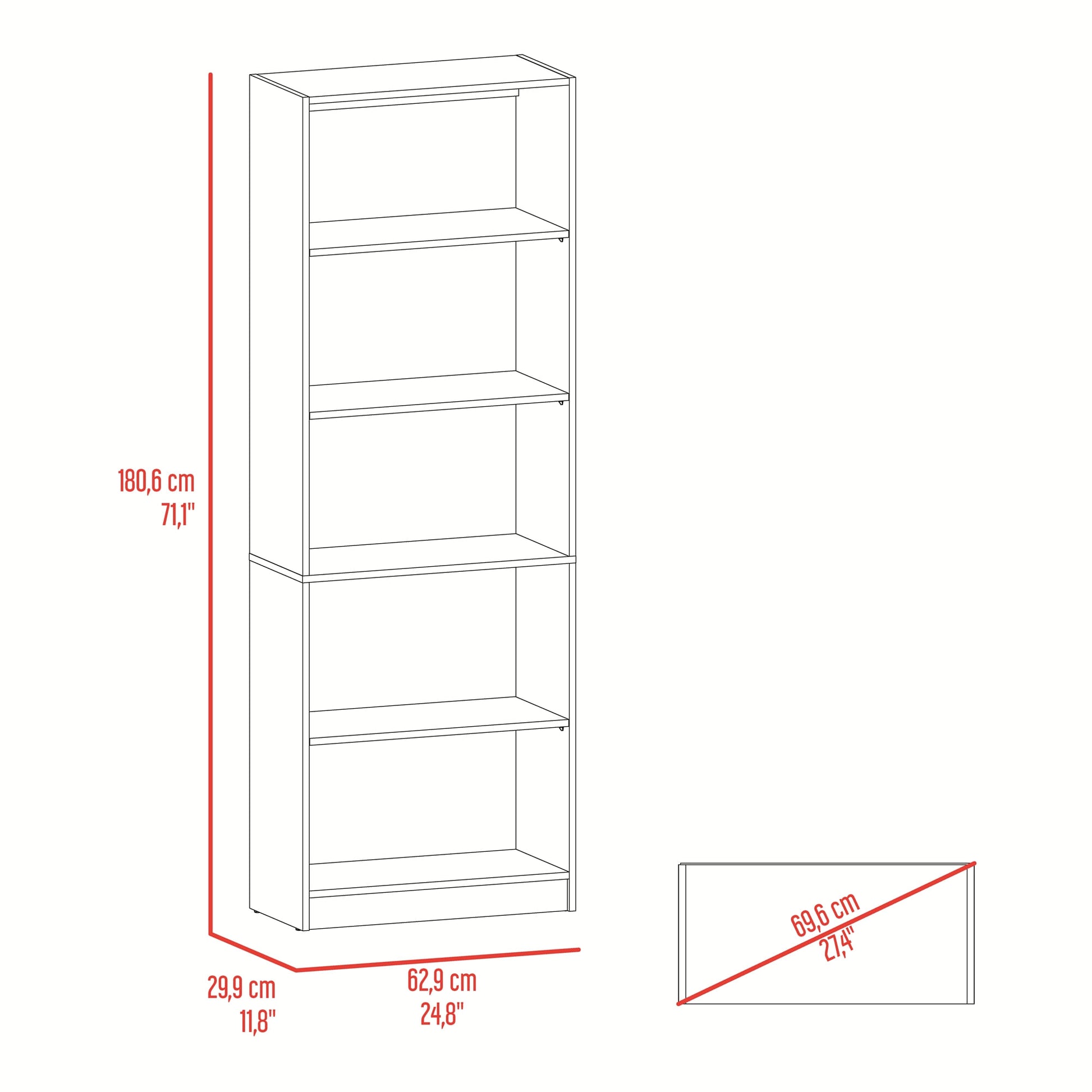 Estante Home 180X62X29 Rta Fresno Eu Blanco Mqz