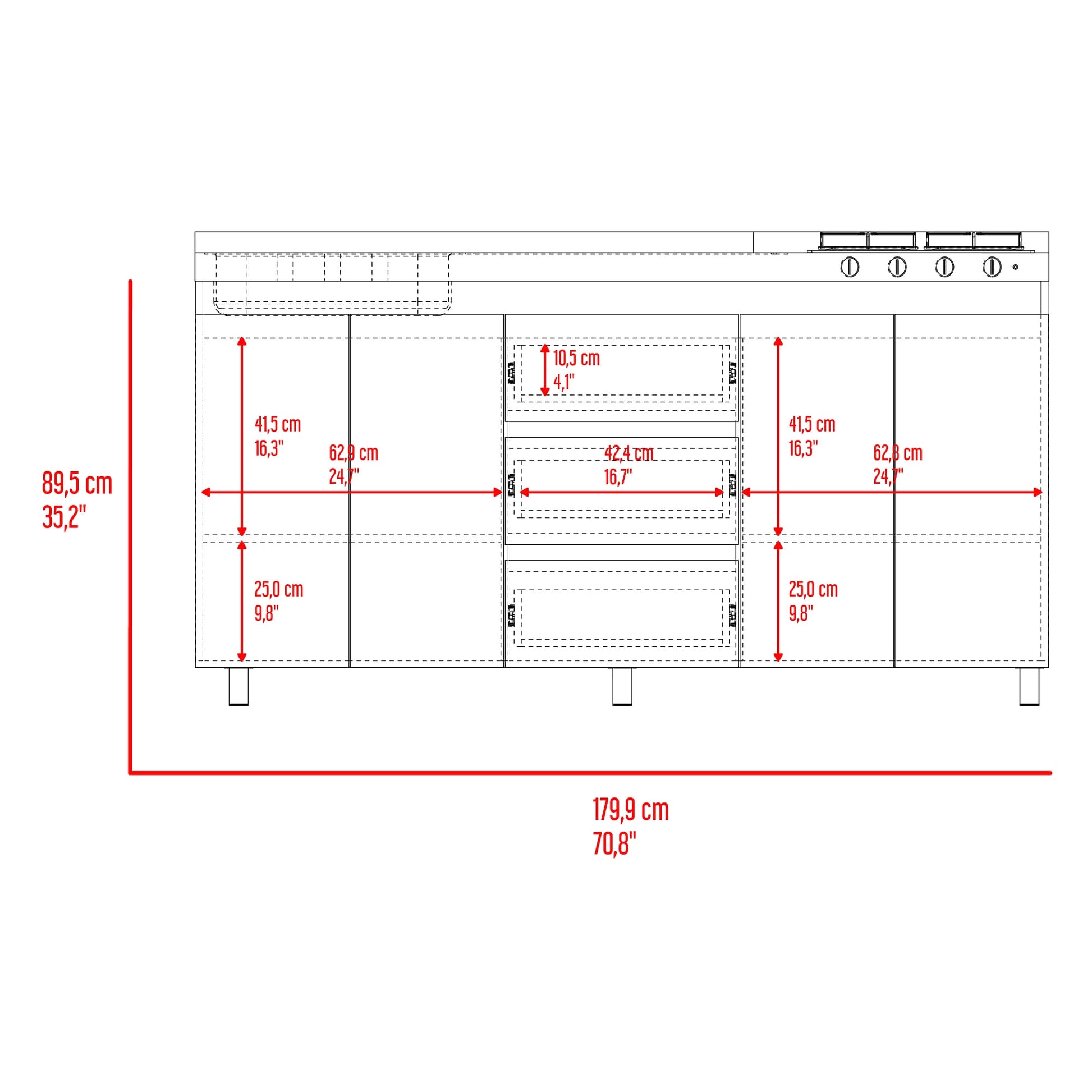 Mueble Inferior Cocina Boreal Izq 89X179X49 Rta Blanco Fresno