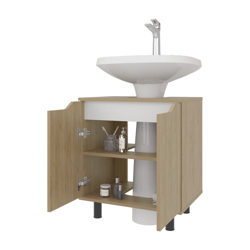 Mueble Lavamos De Pedestal Marlo 63X55X41 Rta Fresno Blanco Zf