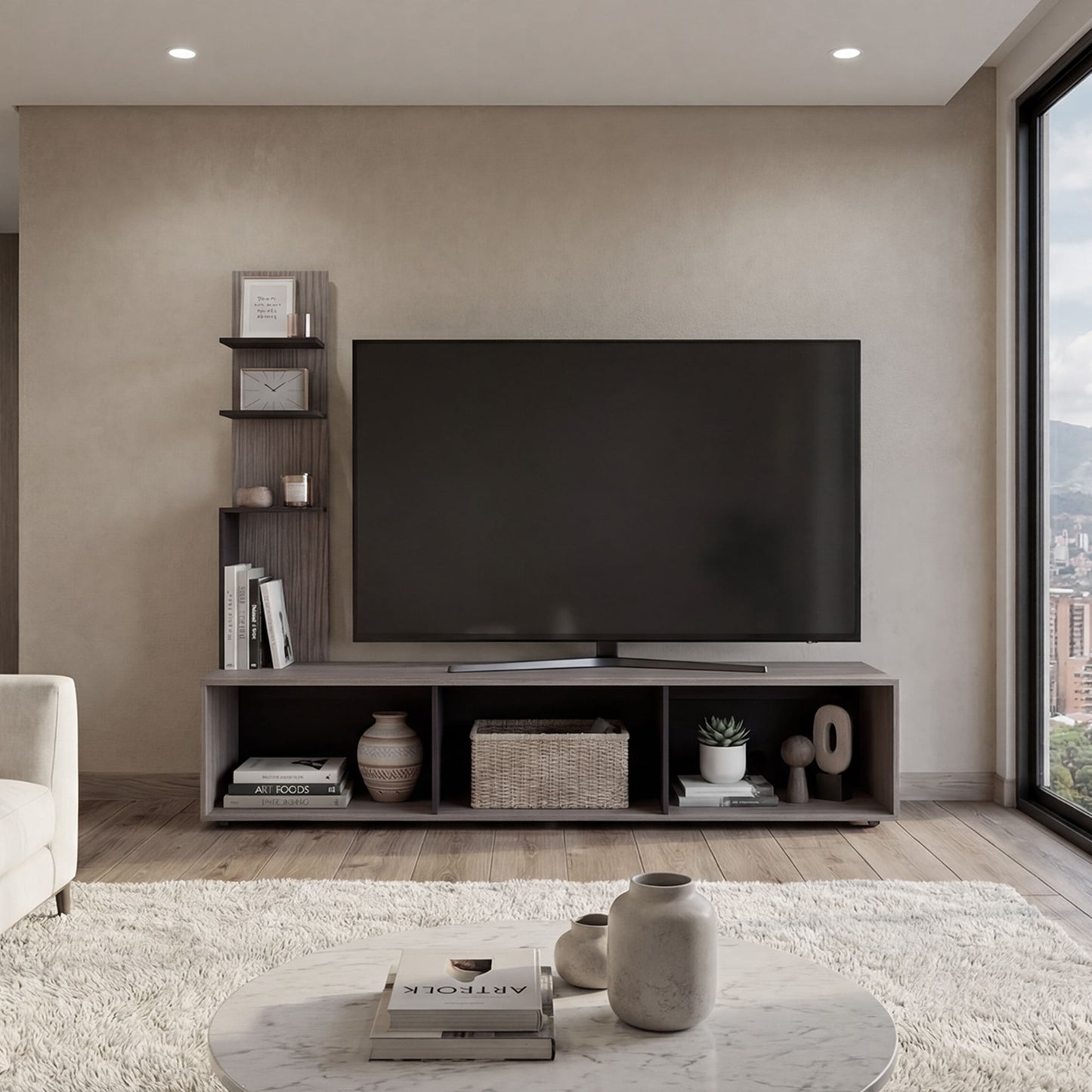Centro De Entretenimiento 65" Canarias 161X190X40 Positano Wengue Zf