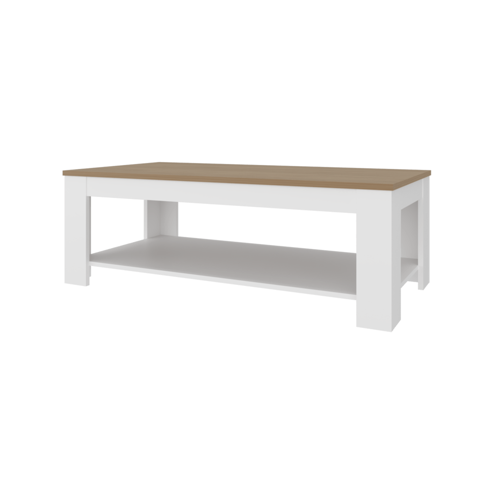 Mesa De Centro Cecil 41X120X60 Rta Blanco Fresno Zf