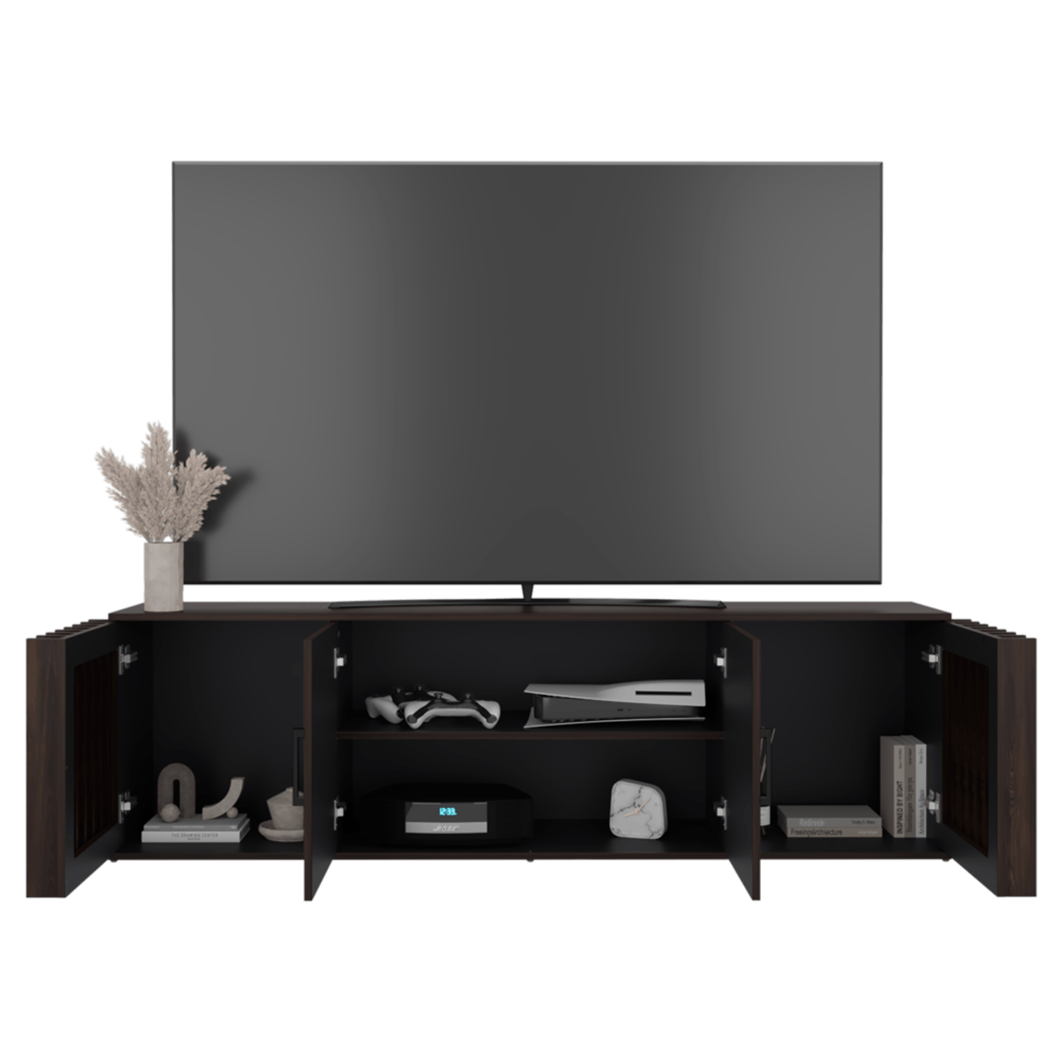 Mueble Tv Brown 75" 54X180X36 Rta Nogal Wengue Zf