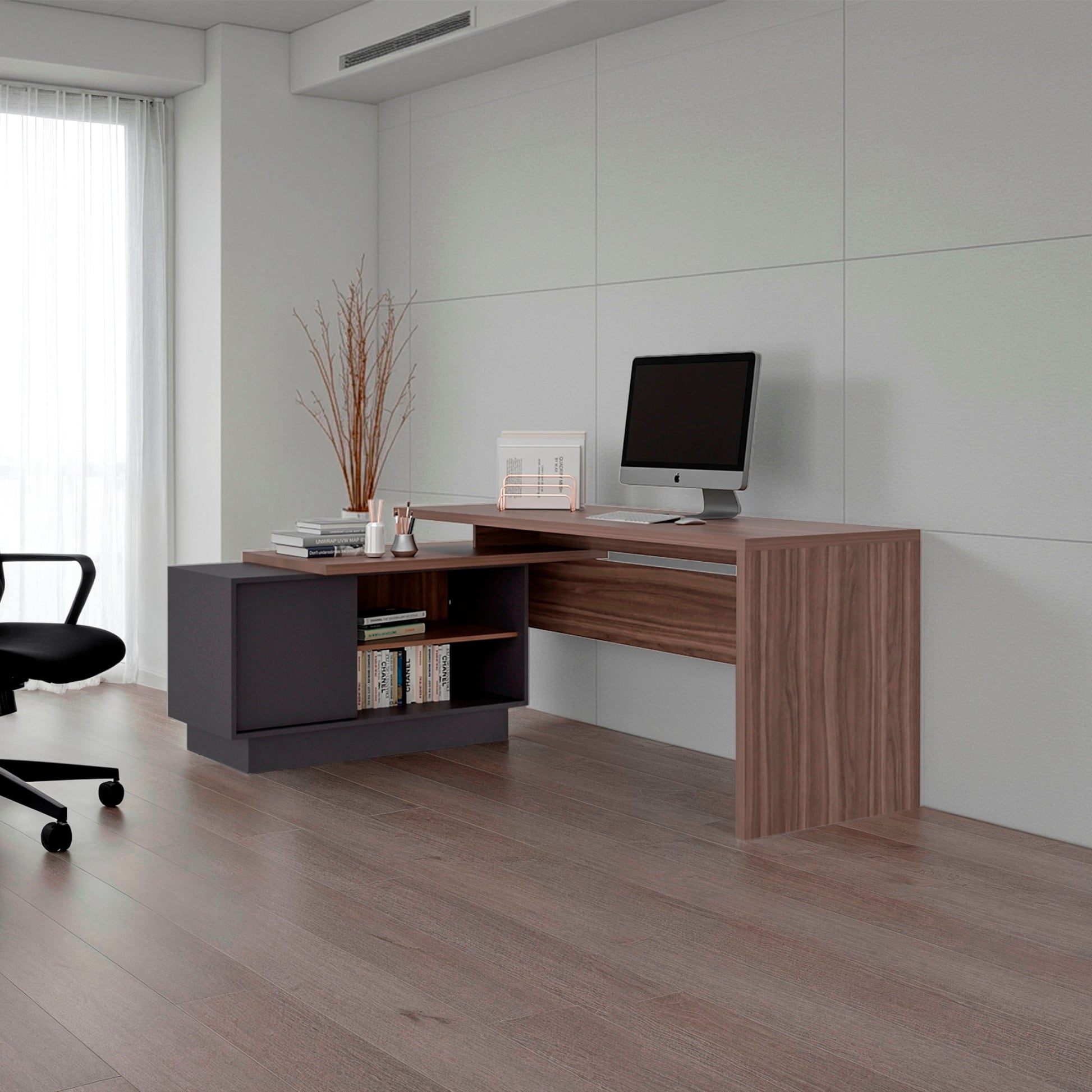 Escritorio En L Office 14 71X179X125 Rta Avellana