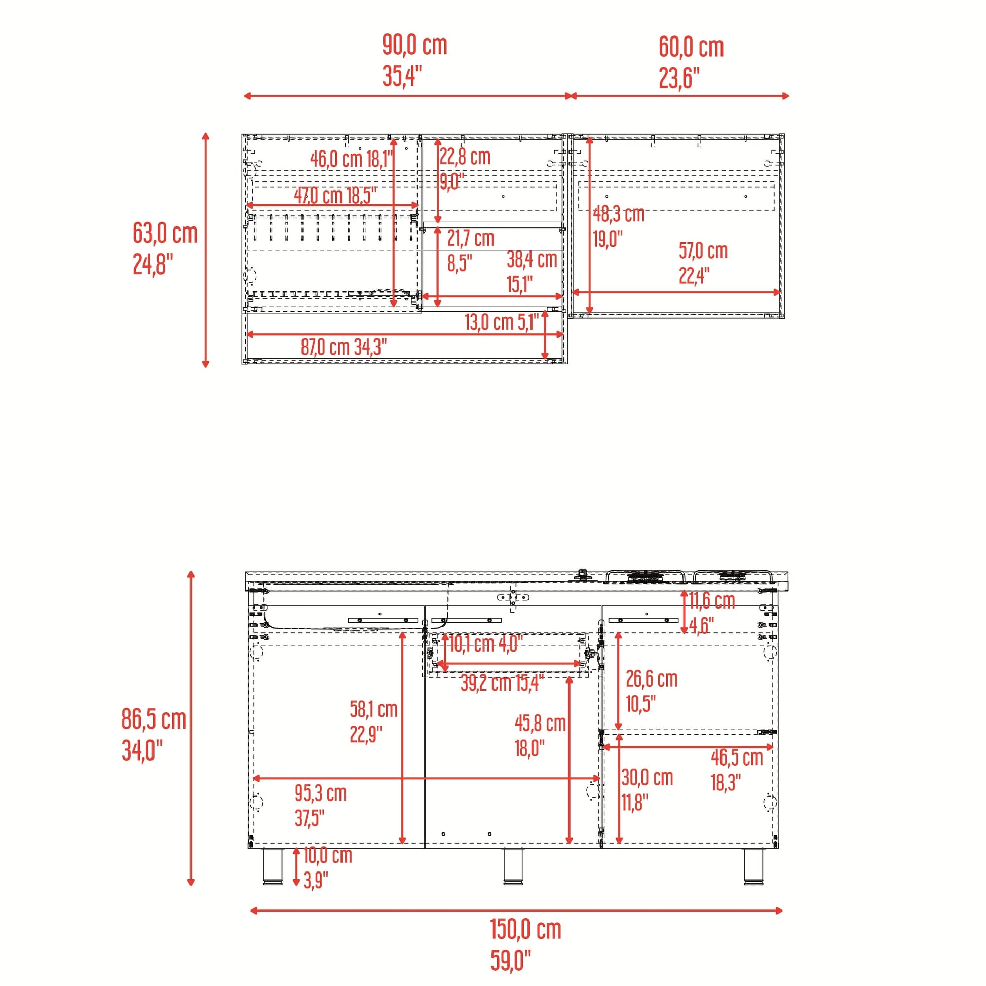 Cocina Orquidea Izquierda 210X150X53 Rta Blanco Positano