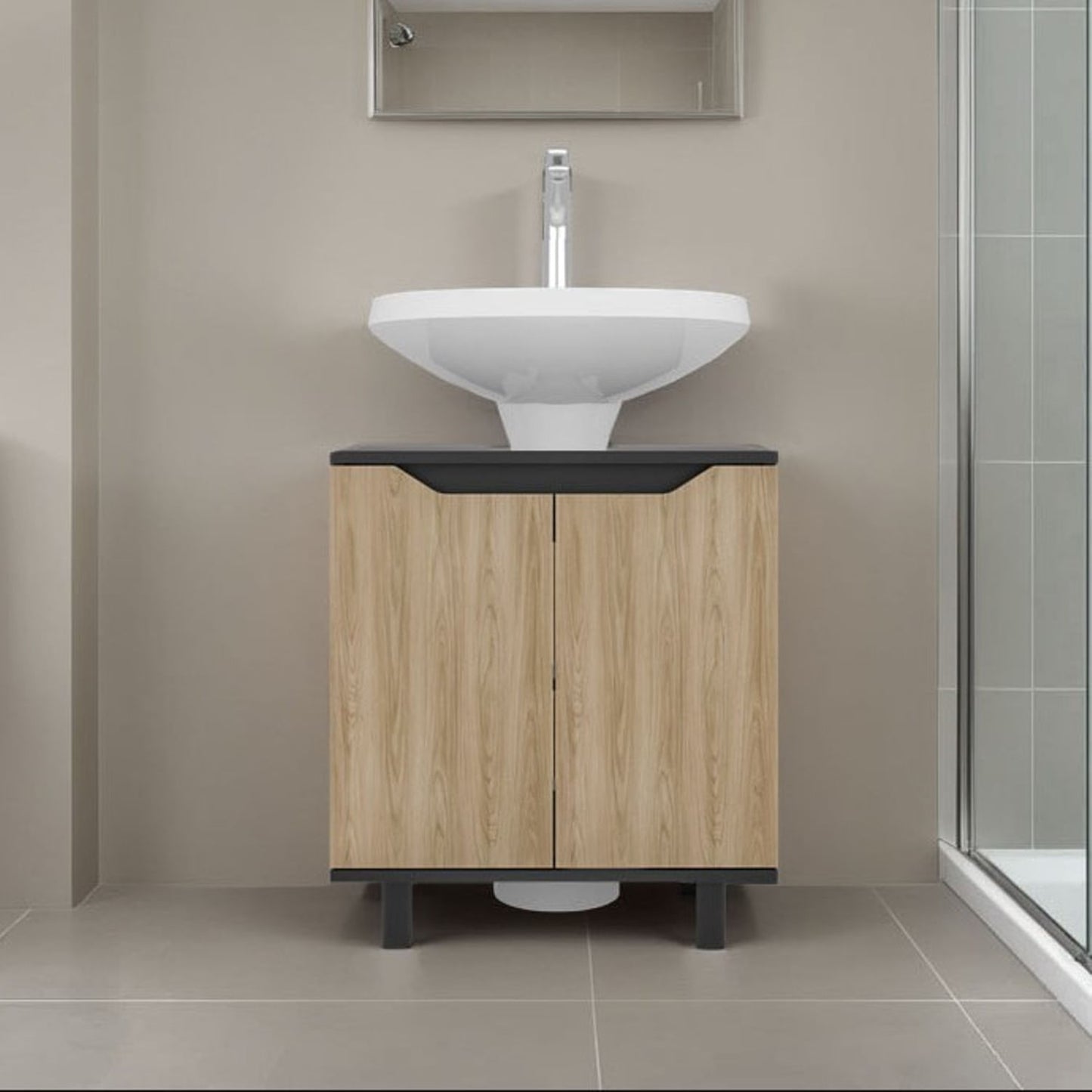 Mueble Lavamos De Pedestal Marlo 63X55X41 Rta Wengue Fresno
