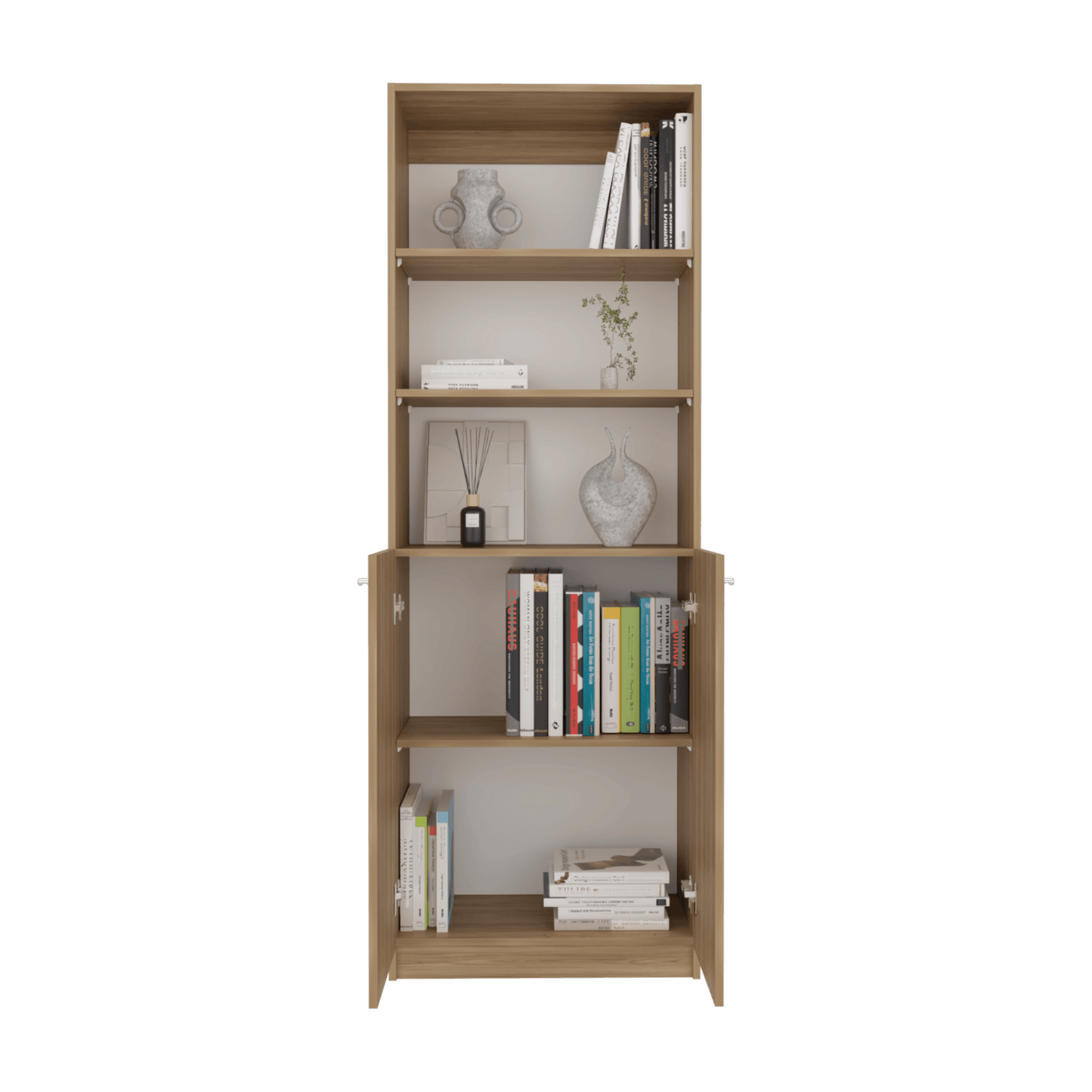 Estante Home Con Puertas 180X62X29 Rta Fresno Eu Blanco Mqz