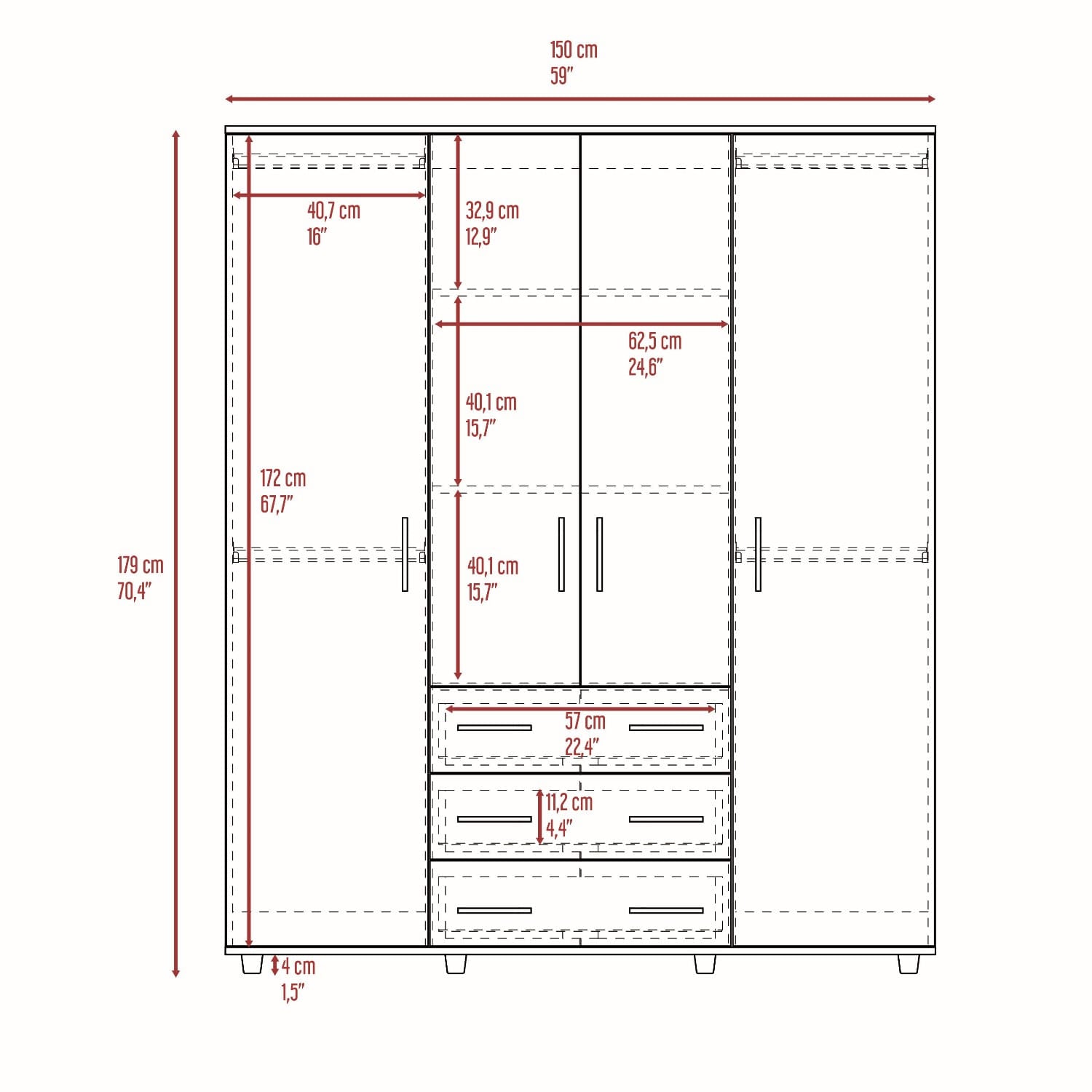 Closet Fontan 179X150X49 Rta Fresno Europeo