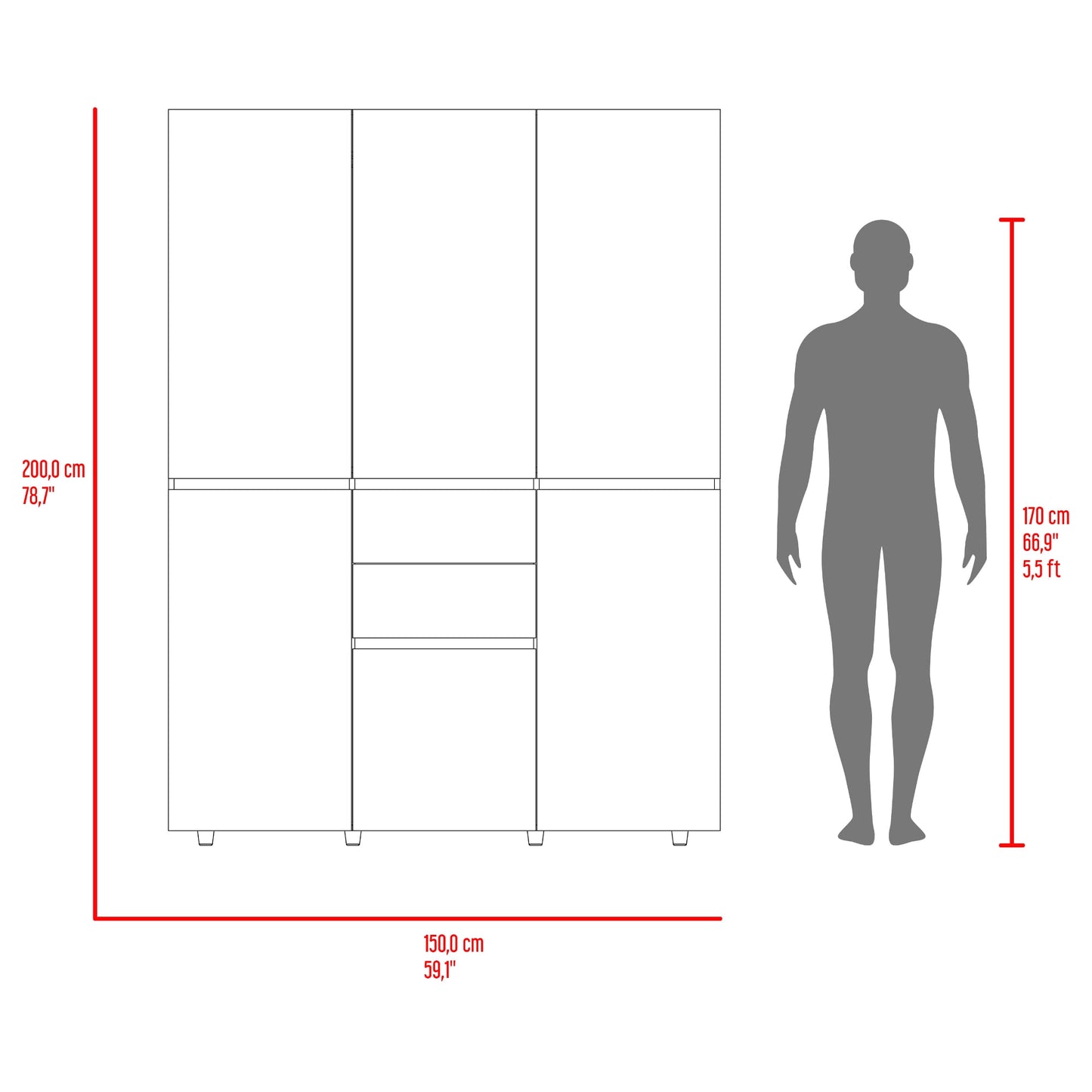 Closet Bea 200X150X48 Rta Nogal Wengue