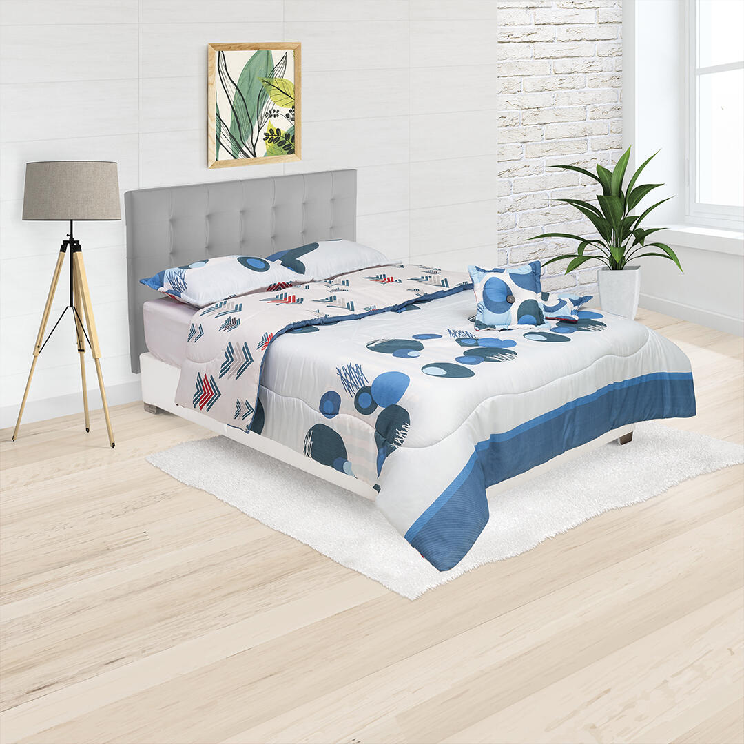 Cubrelecho Super Acolchado Azul Y Blanco Con Flechas Ultra Suave