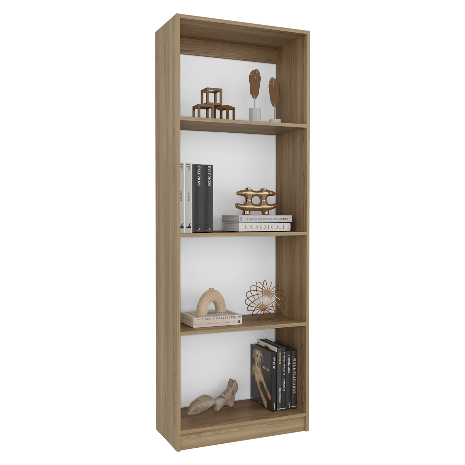 Estante Home E1 4 Espacios 180X62X29 Rta Fresno Blanco Zf