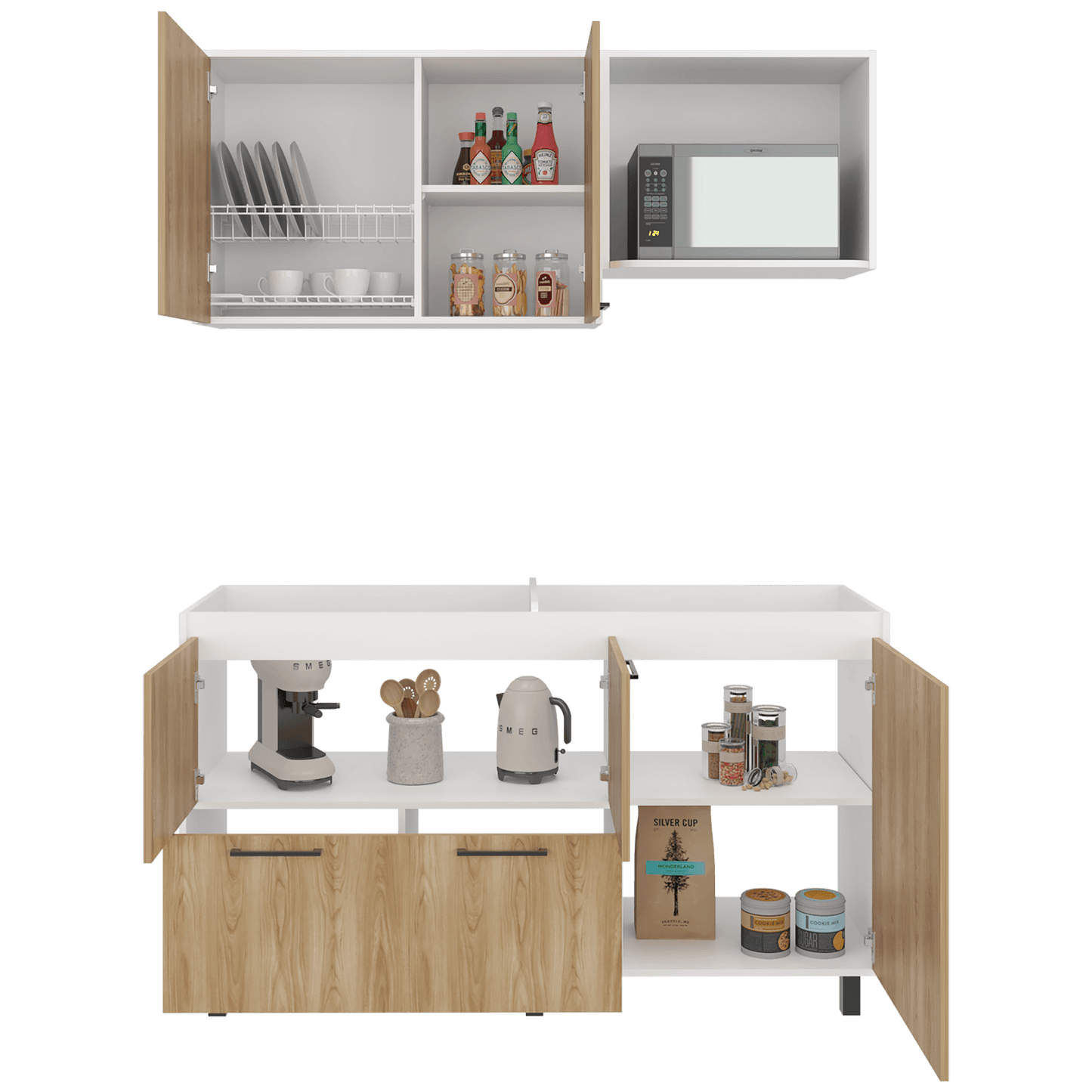 Cocina 150 Pacific 60X150X35 Rta Blanco Mqz Fresno Eu
