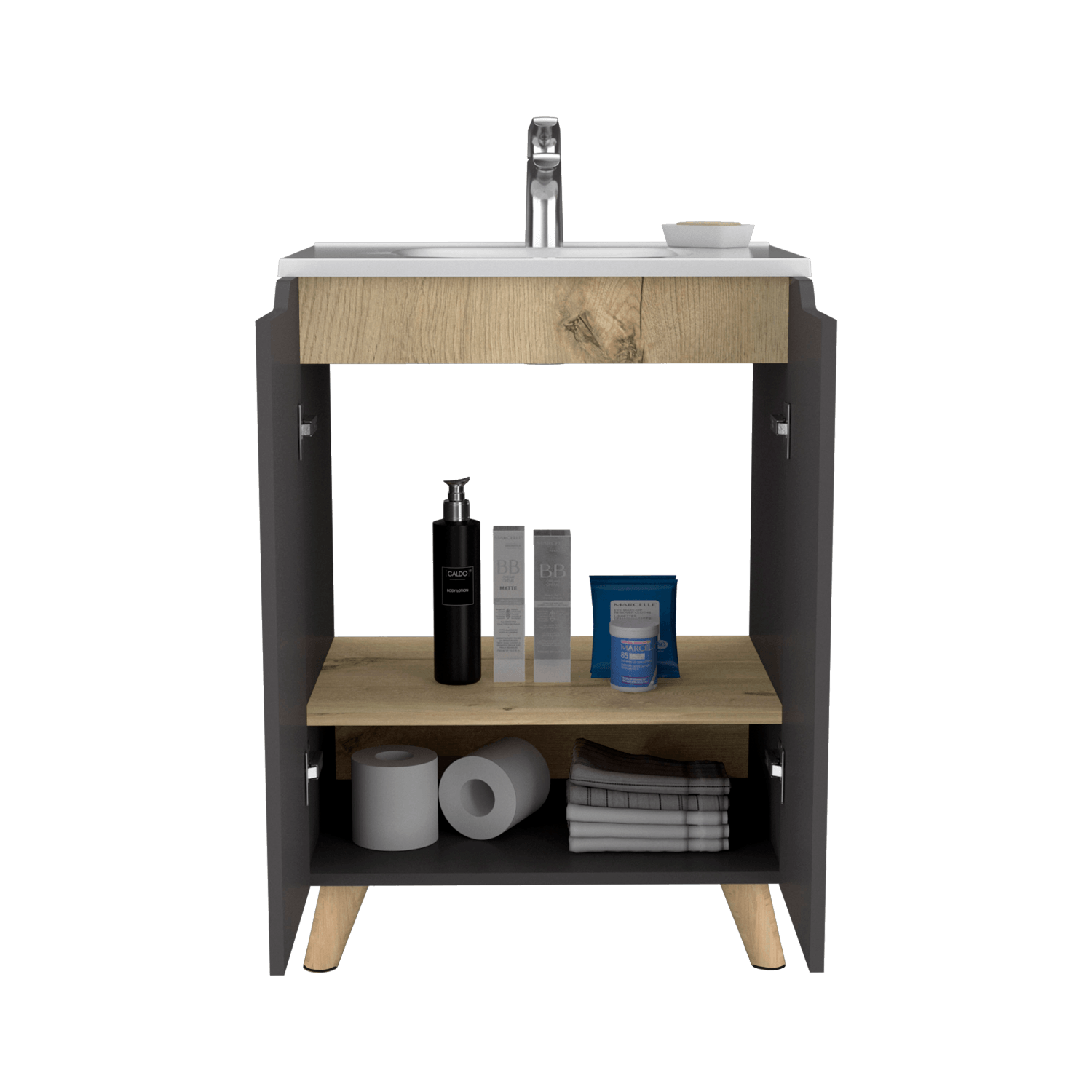 Mueble De Baño A Piso Lavamanos Laurent Rta Plomo Duna