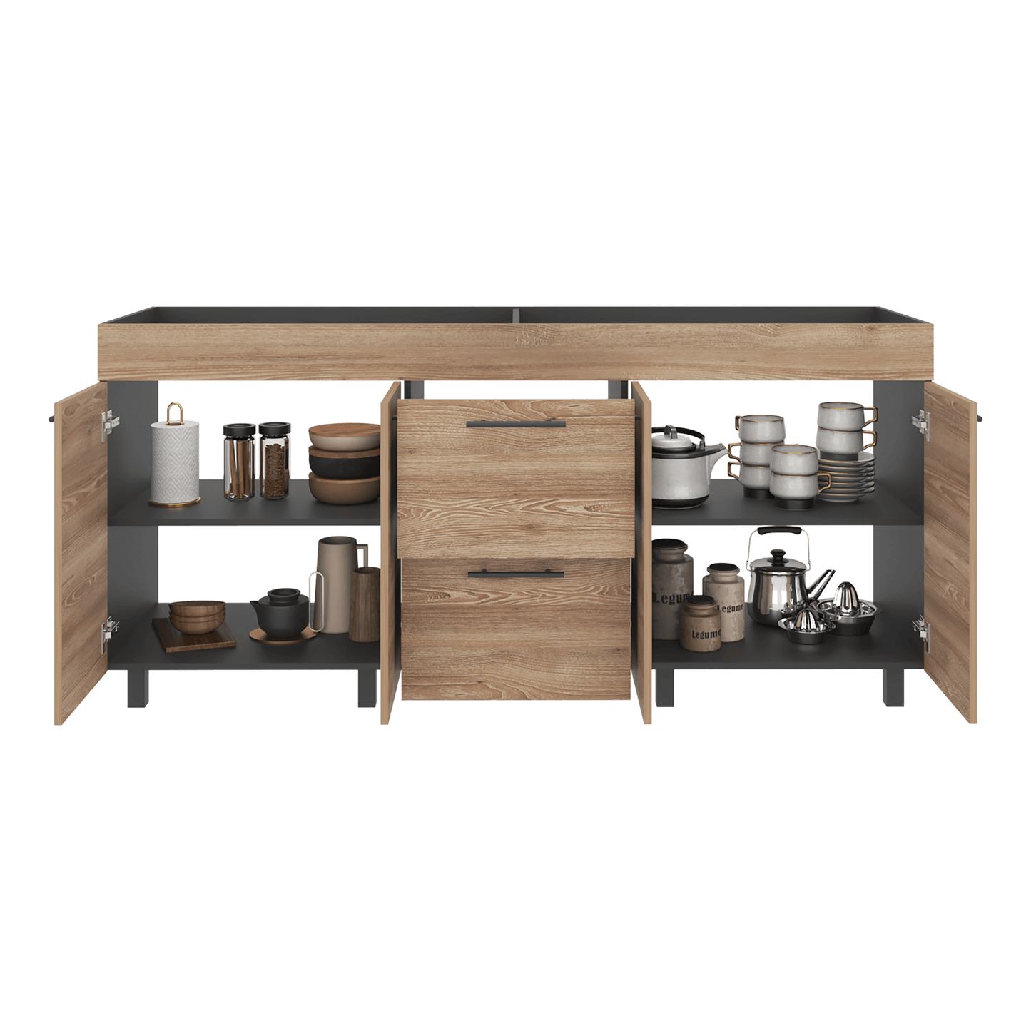 Mueble Inferior Cocina 180 Luna 84X180X50 Rta Wengue Miel