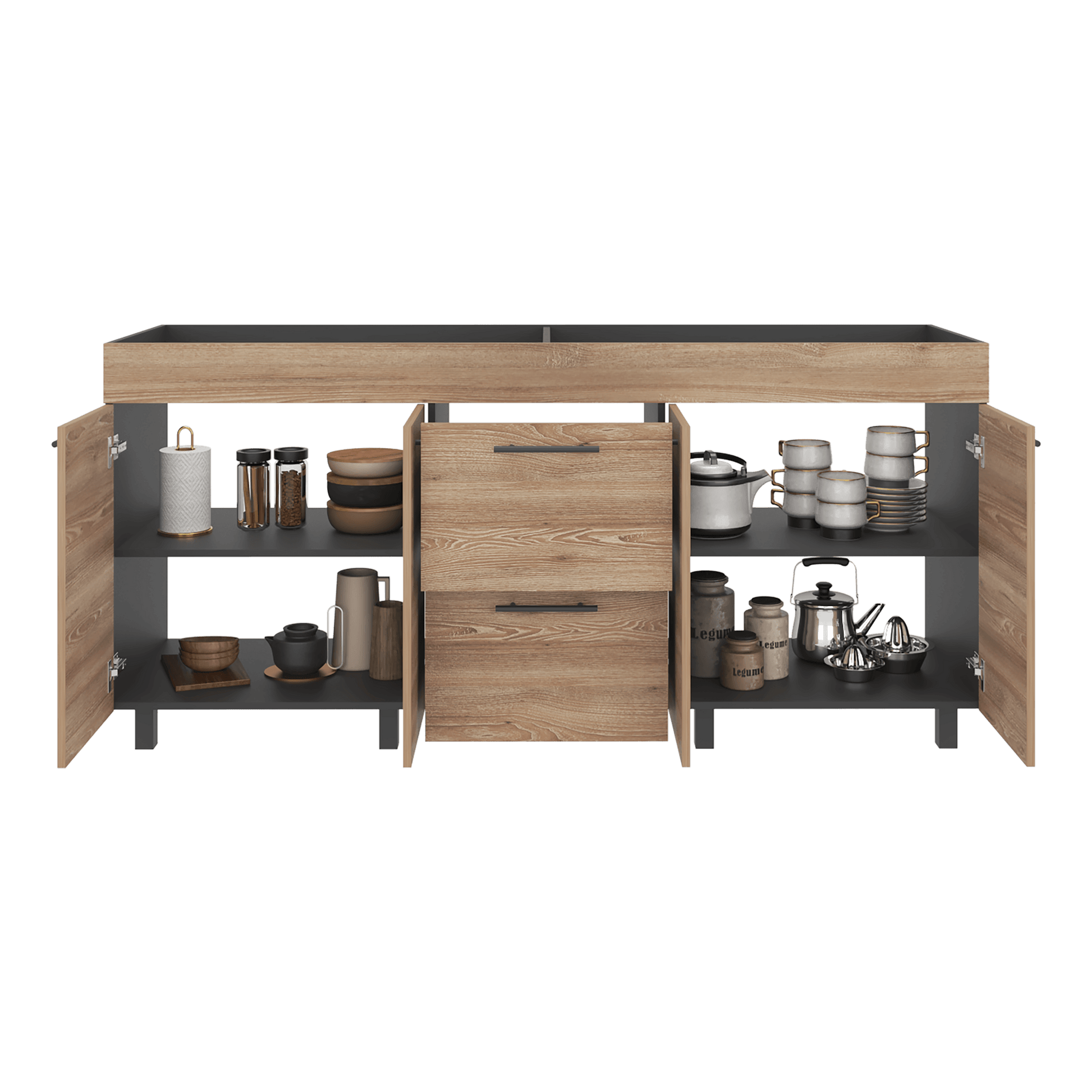 Mueble Inferior Cocina 180 Luna 84X180X50 Rta Wengue Miel