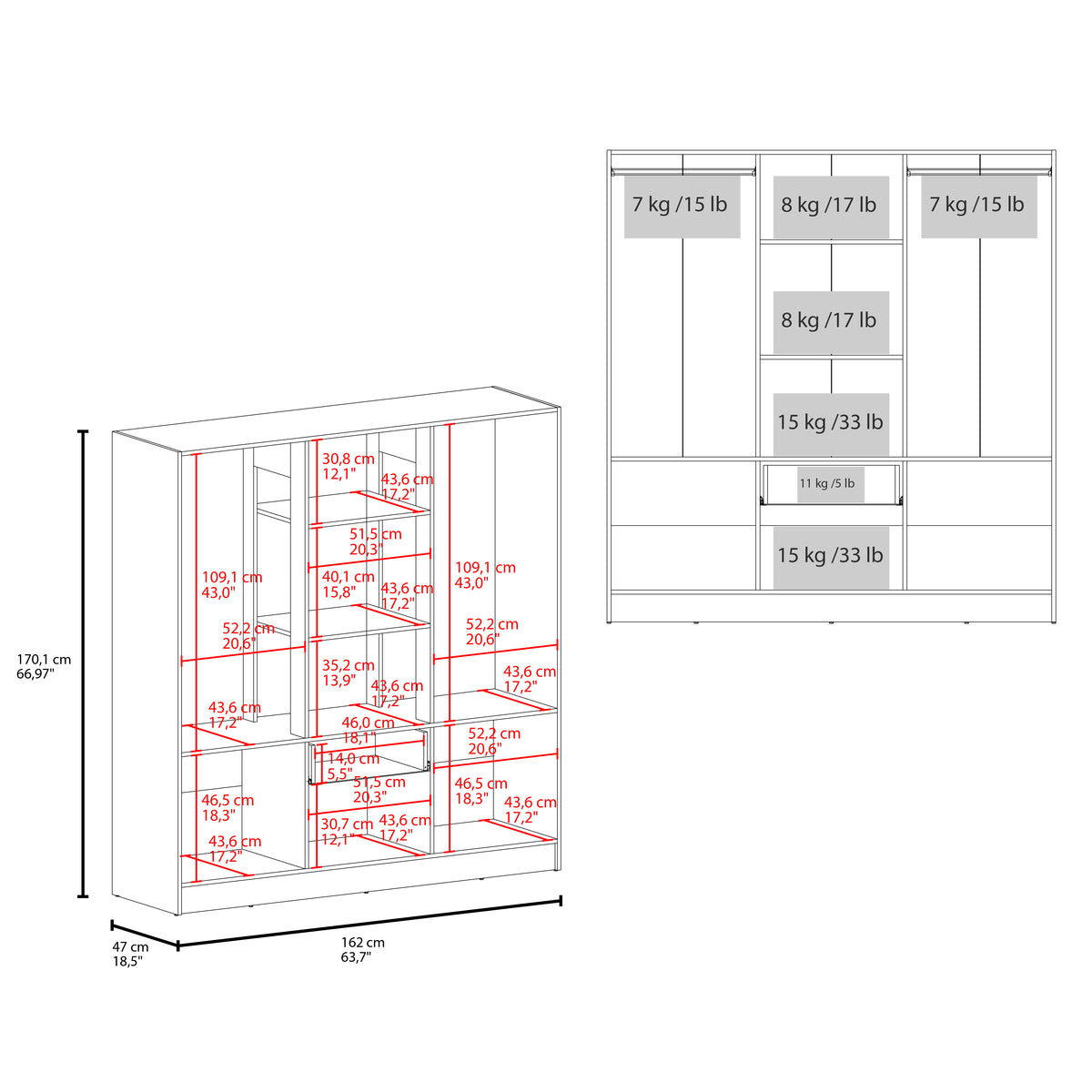 Closet Mitu 2.0 170 X 162 X 46 Rta Blanco Zf N/A