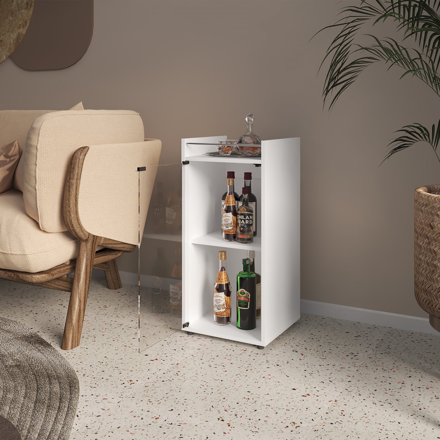 Mueble Minibar Theba 81X38X37 Rta Blanco Mqz Zf
