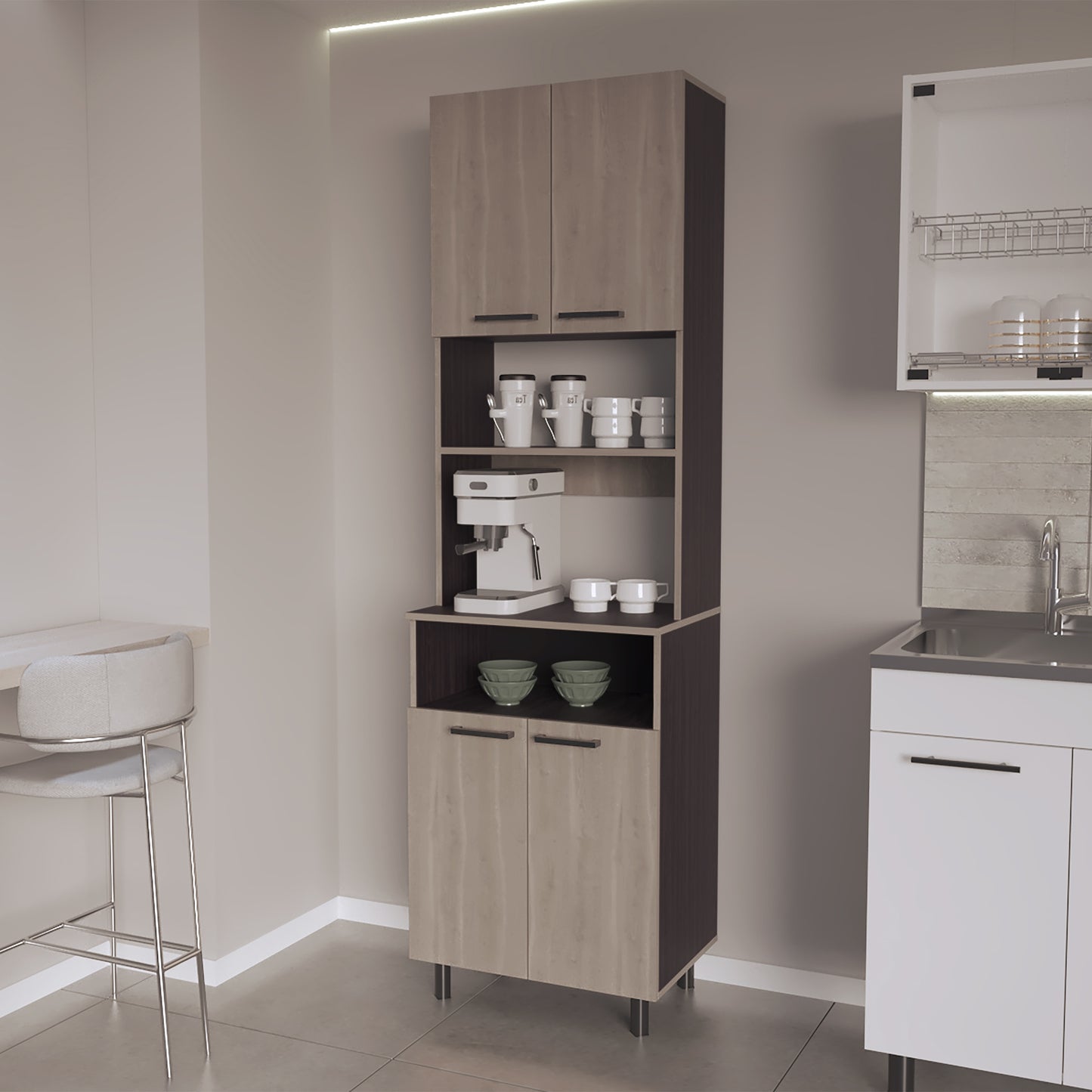 Mueble Alacena Otomo 204X60X41 Rta Wengue + Bardolino Zf