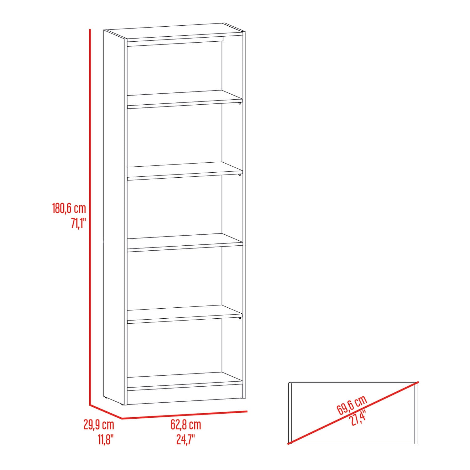 Estante Home E3 5 Espacios 180 X 62 Rta Fresno Blanco