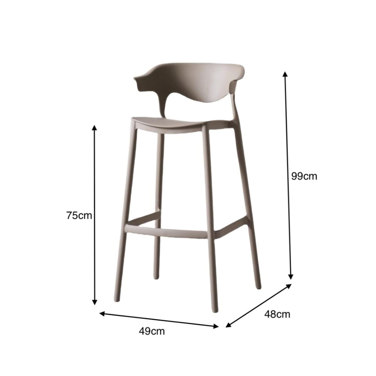 Silla Bar Elena 99X49X48 Rta Taupe