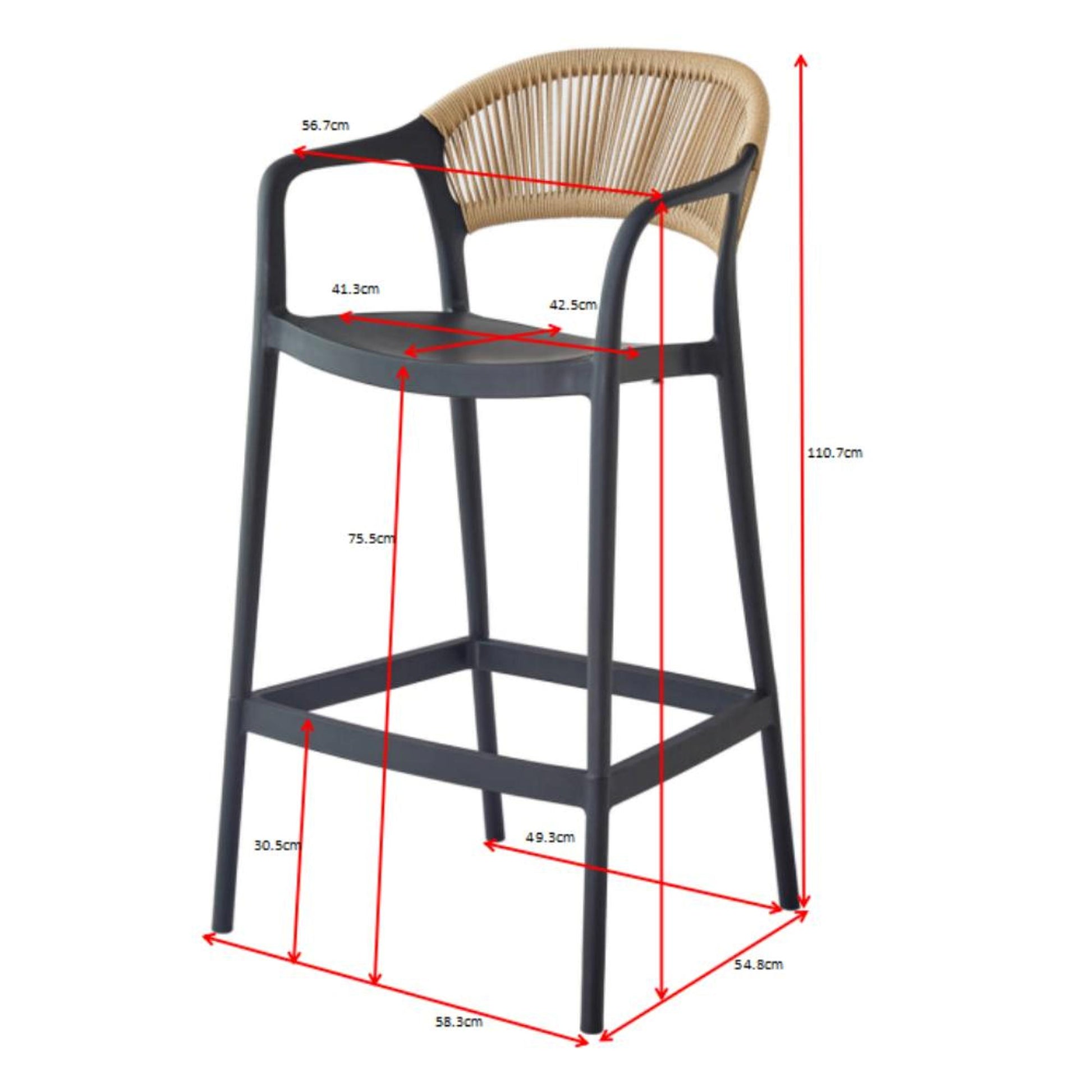 Silla Bar Bali 109X56X56 Rta Negro